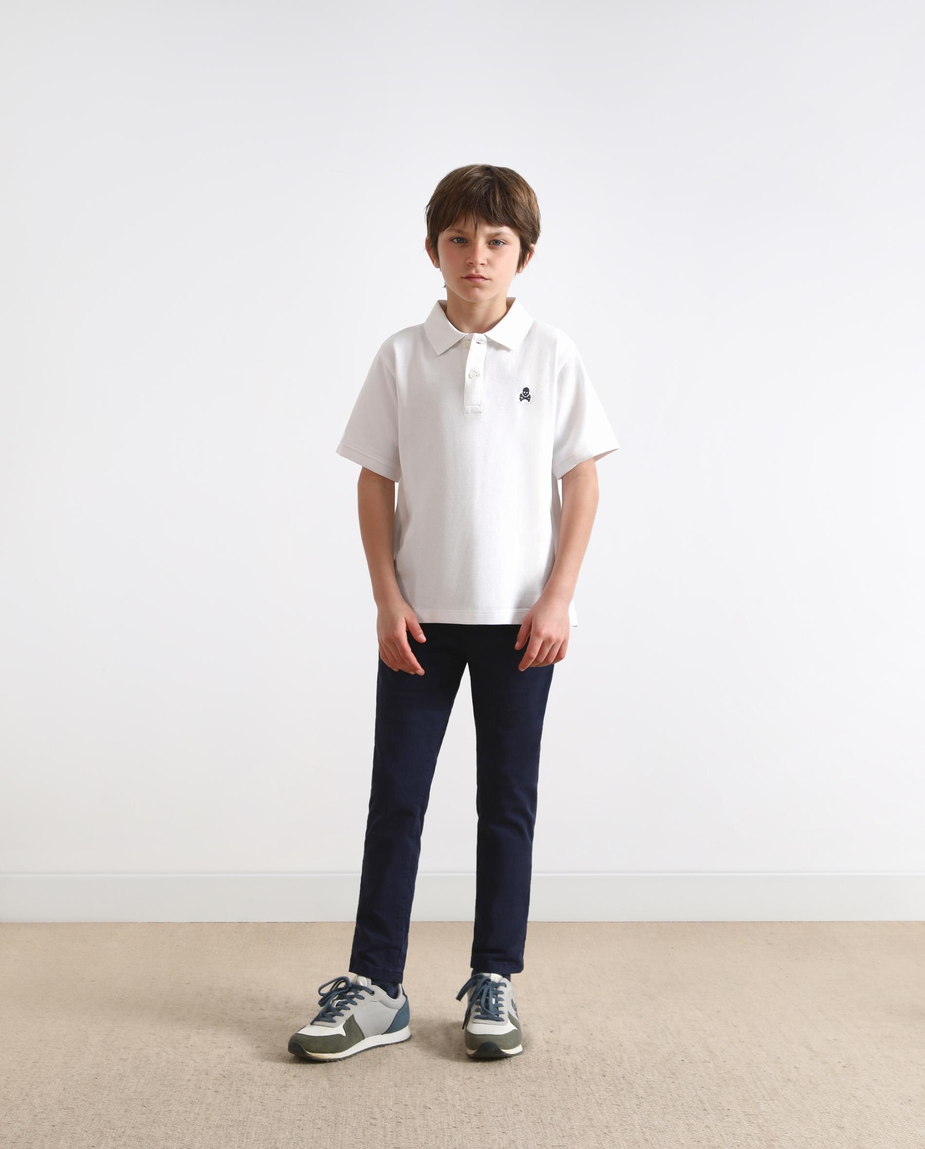 Polo Infantil de Algodão com Manga Curta Branco-2
