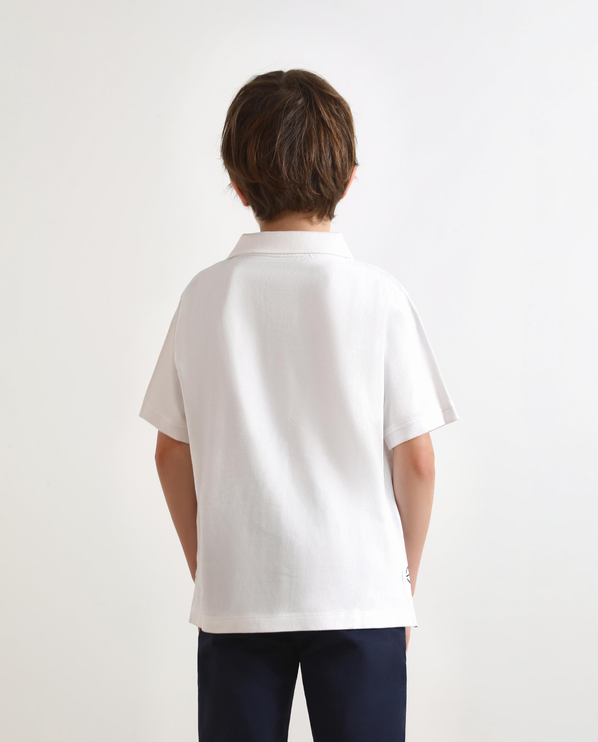 Polo Infantil de Algodão com Manga Curta Branco-4