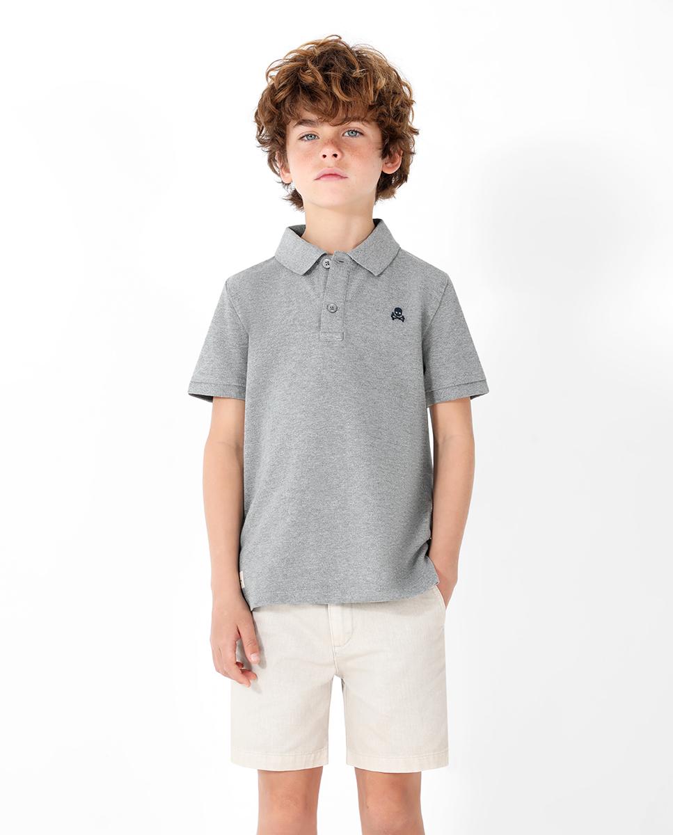 Imagem 0 de Polo Infantil de Manga Curta com Caveira Bordada