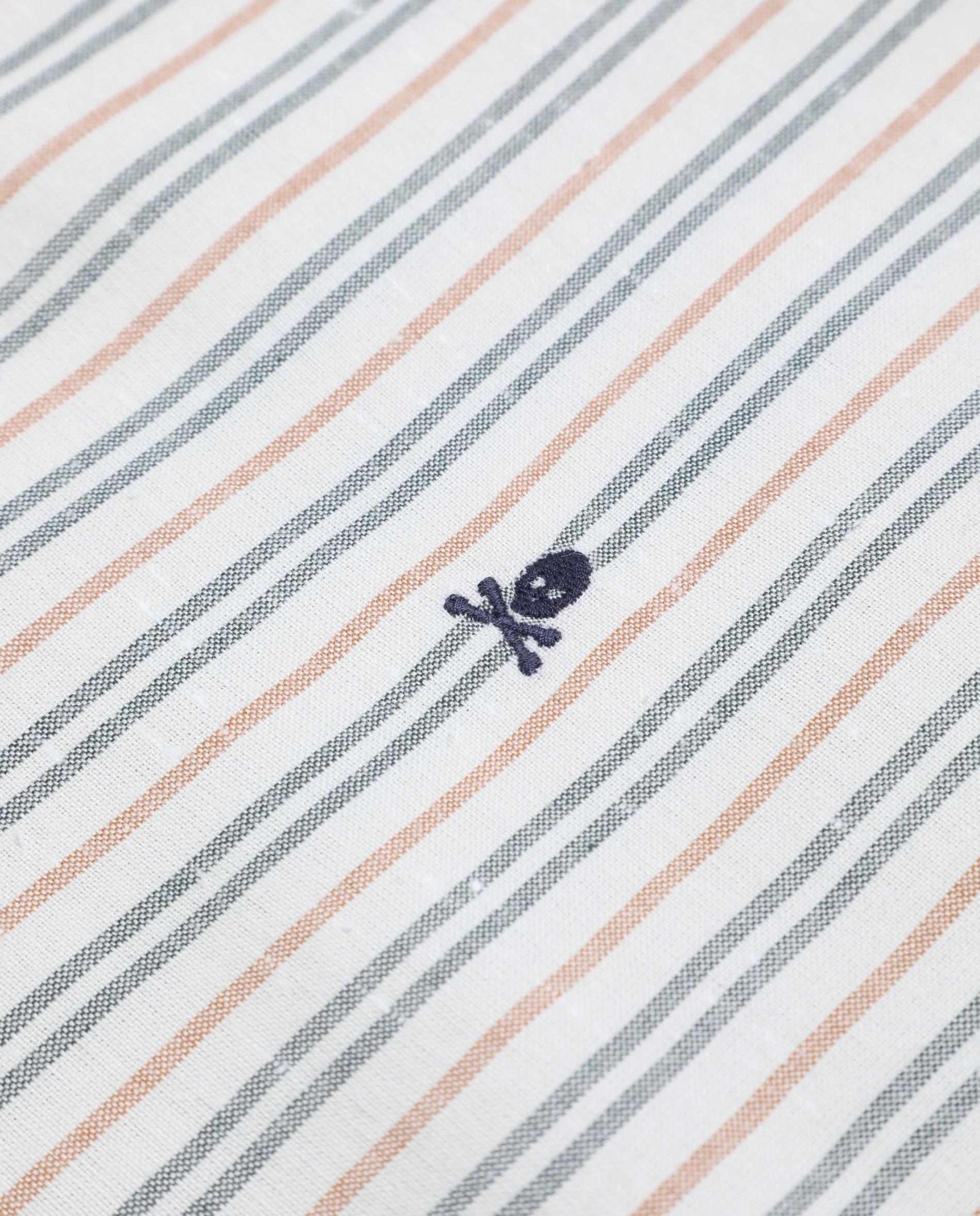 Camisa Regular Fit de Algodão Às Riscas Branco-4