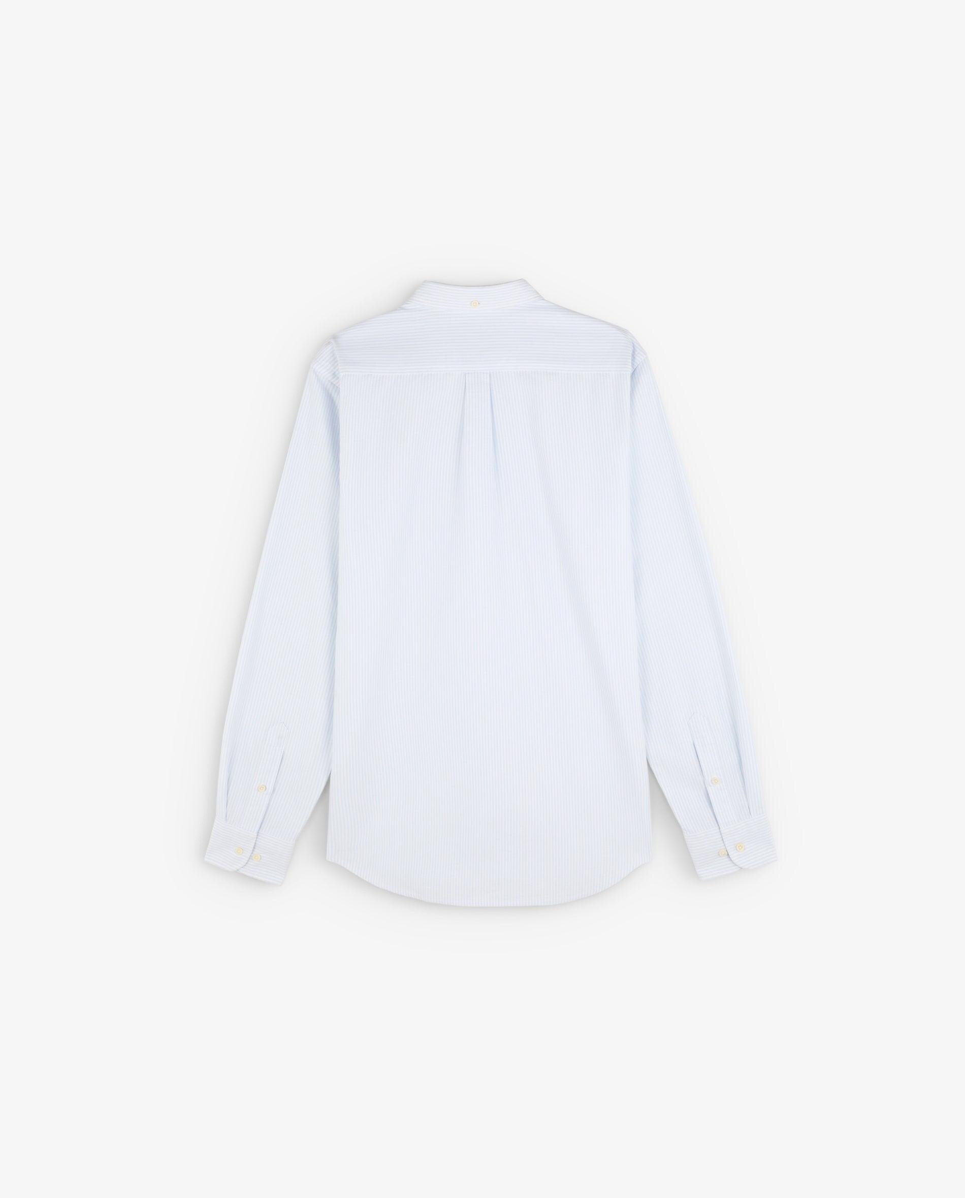 Camisa Regular Fit de Algodão às Riscas Azul-claro-2