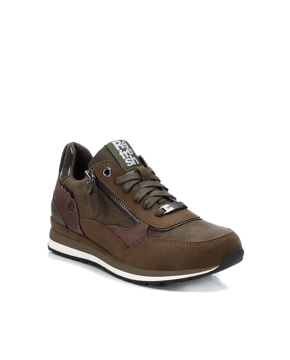 Sapatilhas Desportivas com Fecho Zip Lateral Caqui-2