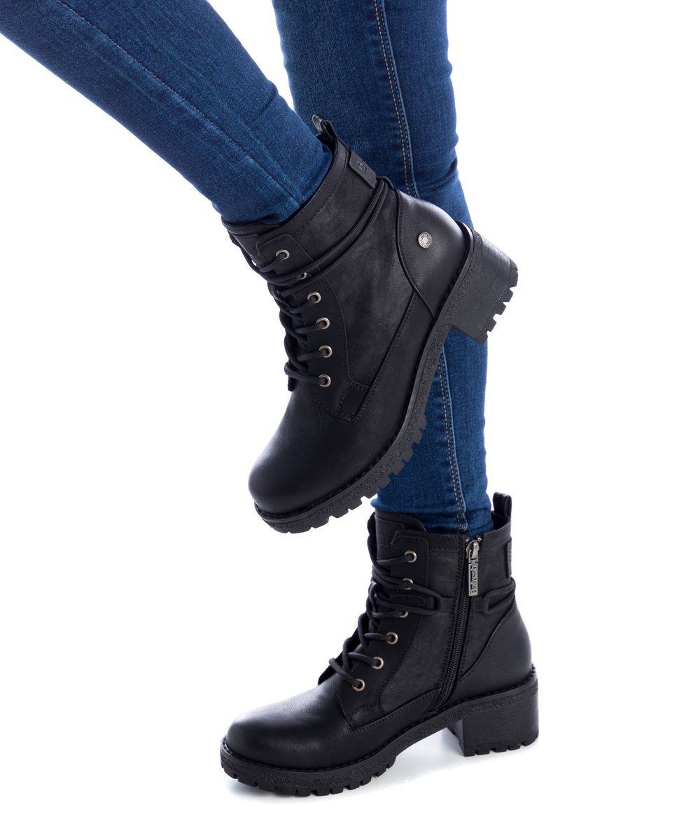Botins Estilo Militar com Fecho Zip Lateral Preto-2