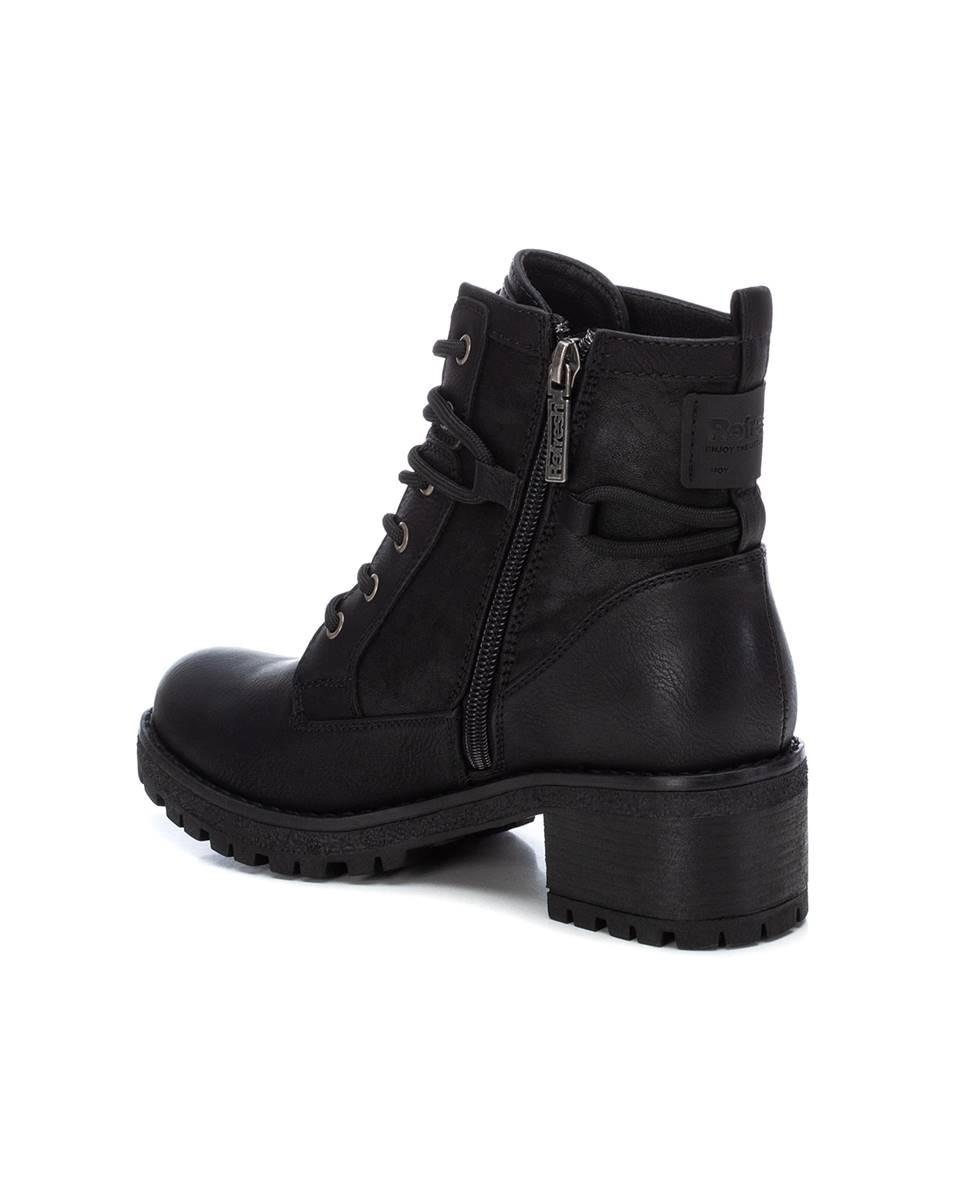 Botins Estilo Militar com Fecho Zip Lateral Preto-4