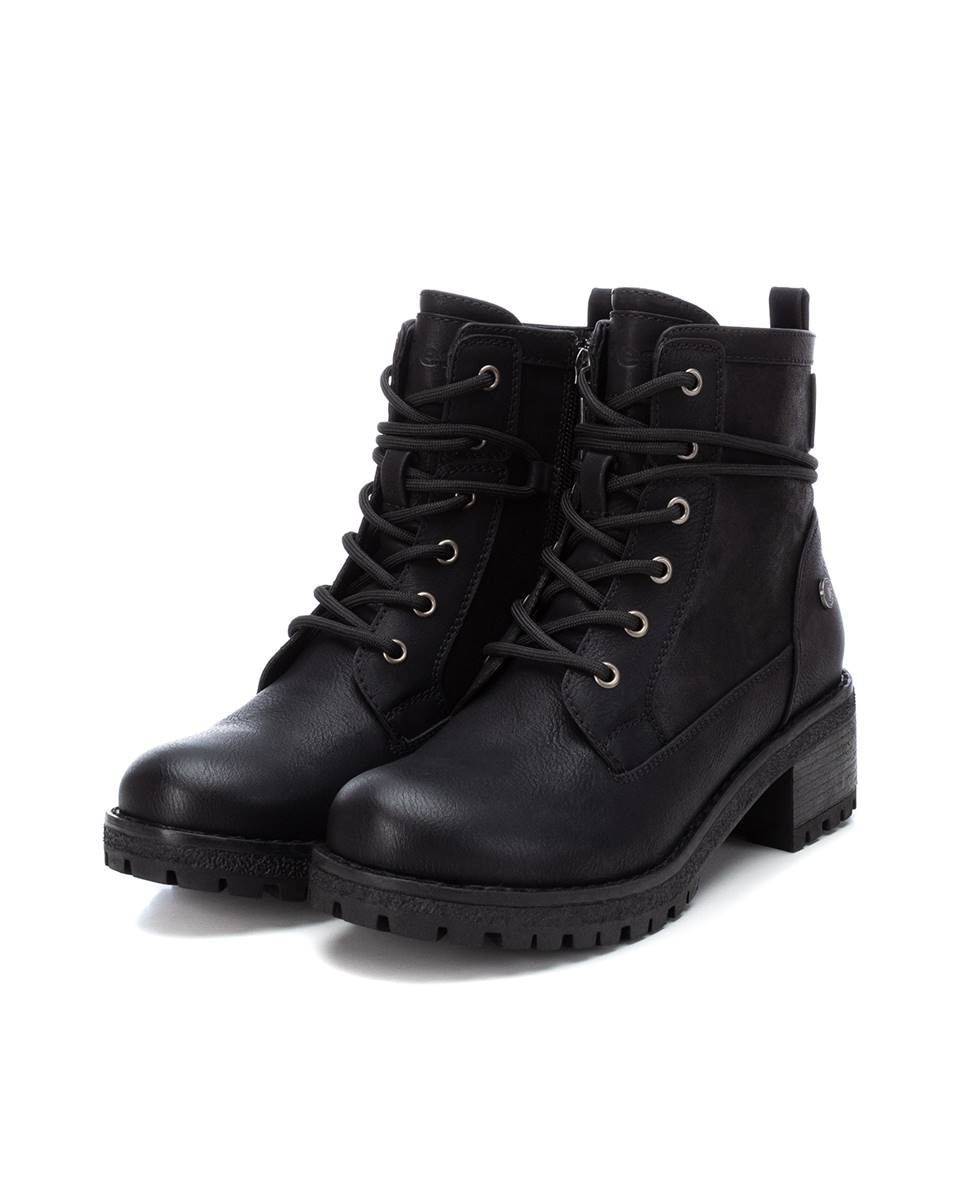 Botins Estilo Militar com Fecho Zip Lateral Preto-5