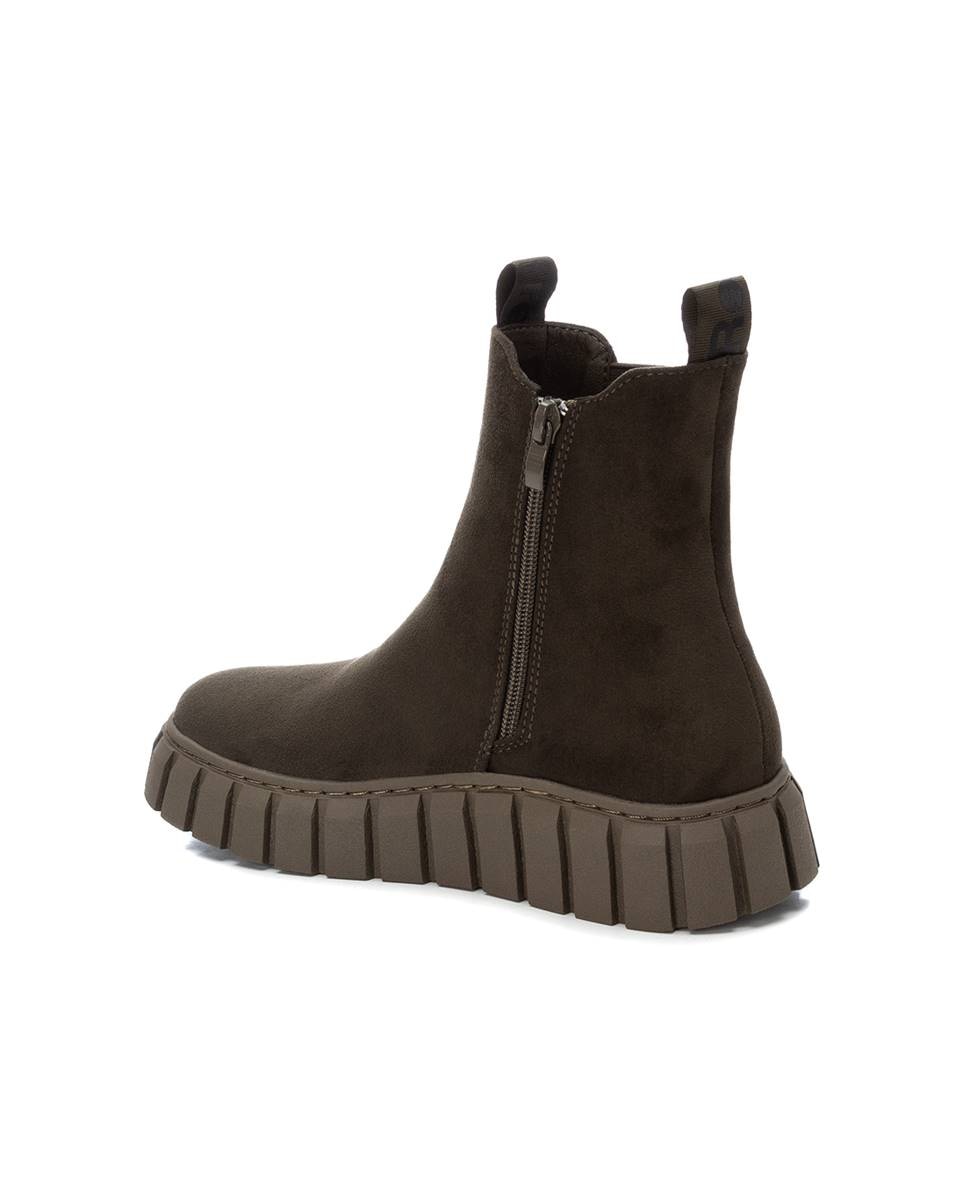 Botins com Fecho Zip e Sola de Borracha Caqui-4