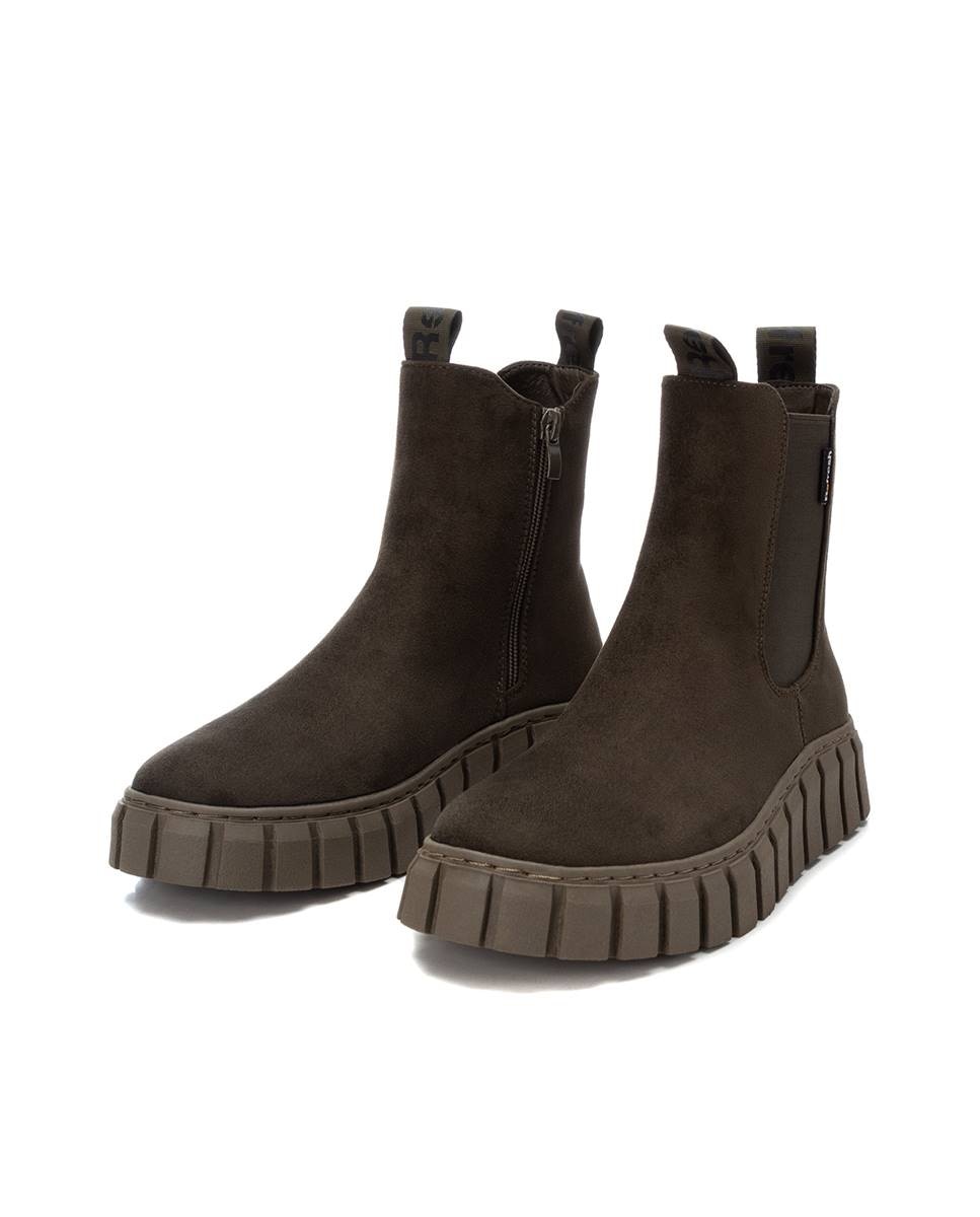 Botins com Fecho Zip e Sola de Borracha Caqui-5