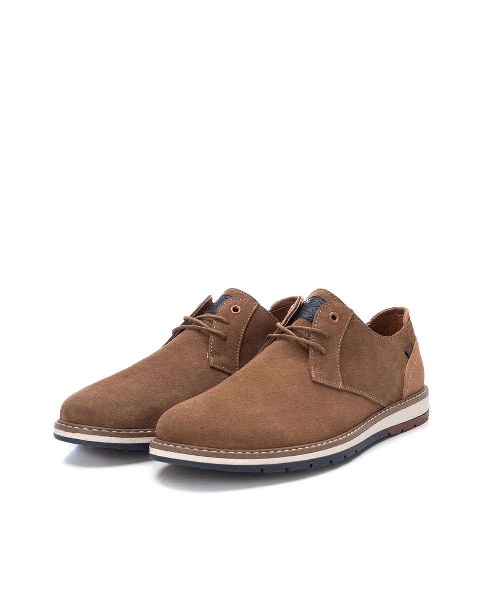 Sapatos de Cordões em Pele Castanho-claro-4