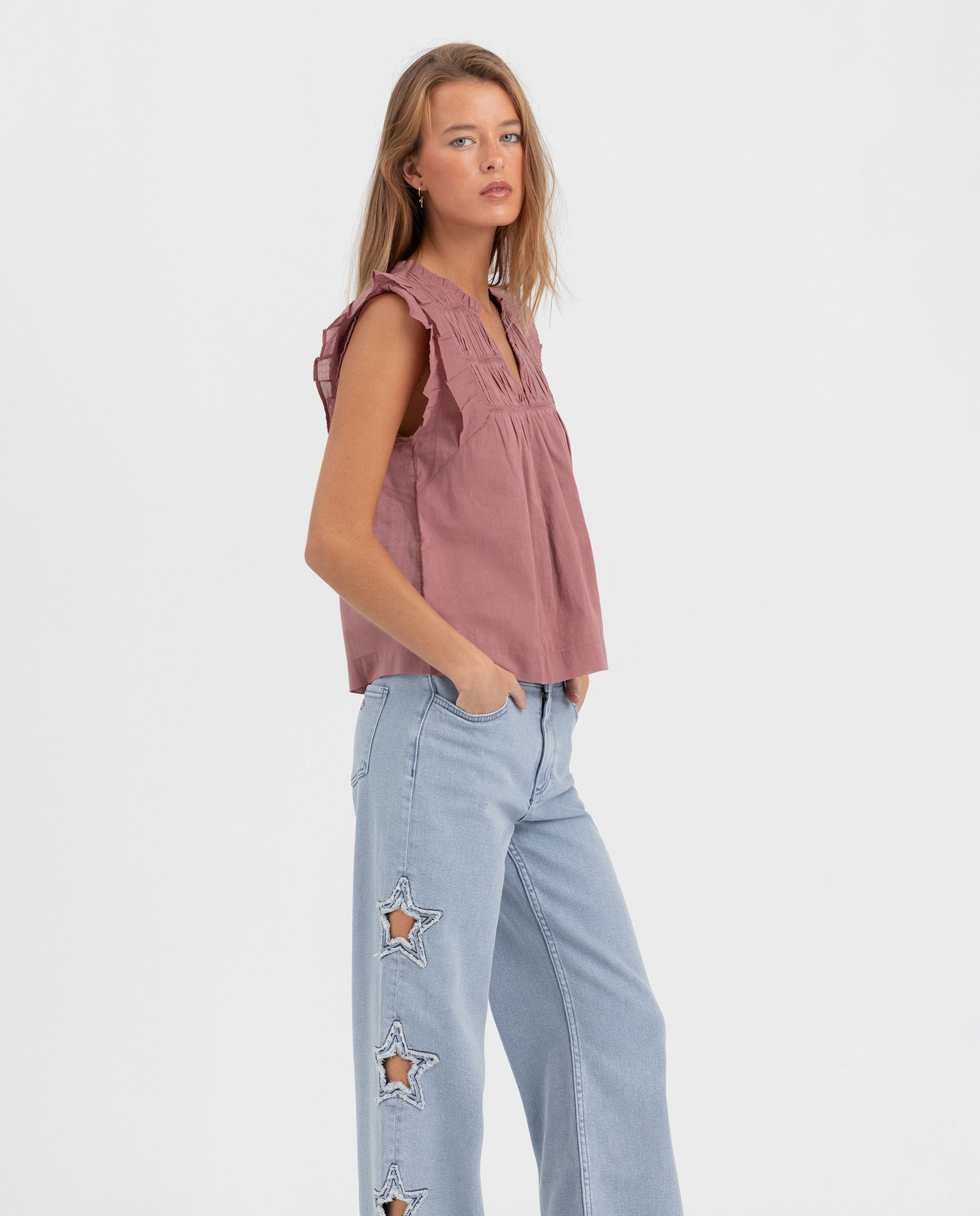 Jeans com Estrelas Lateral Azul-3
