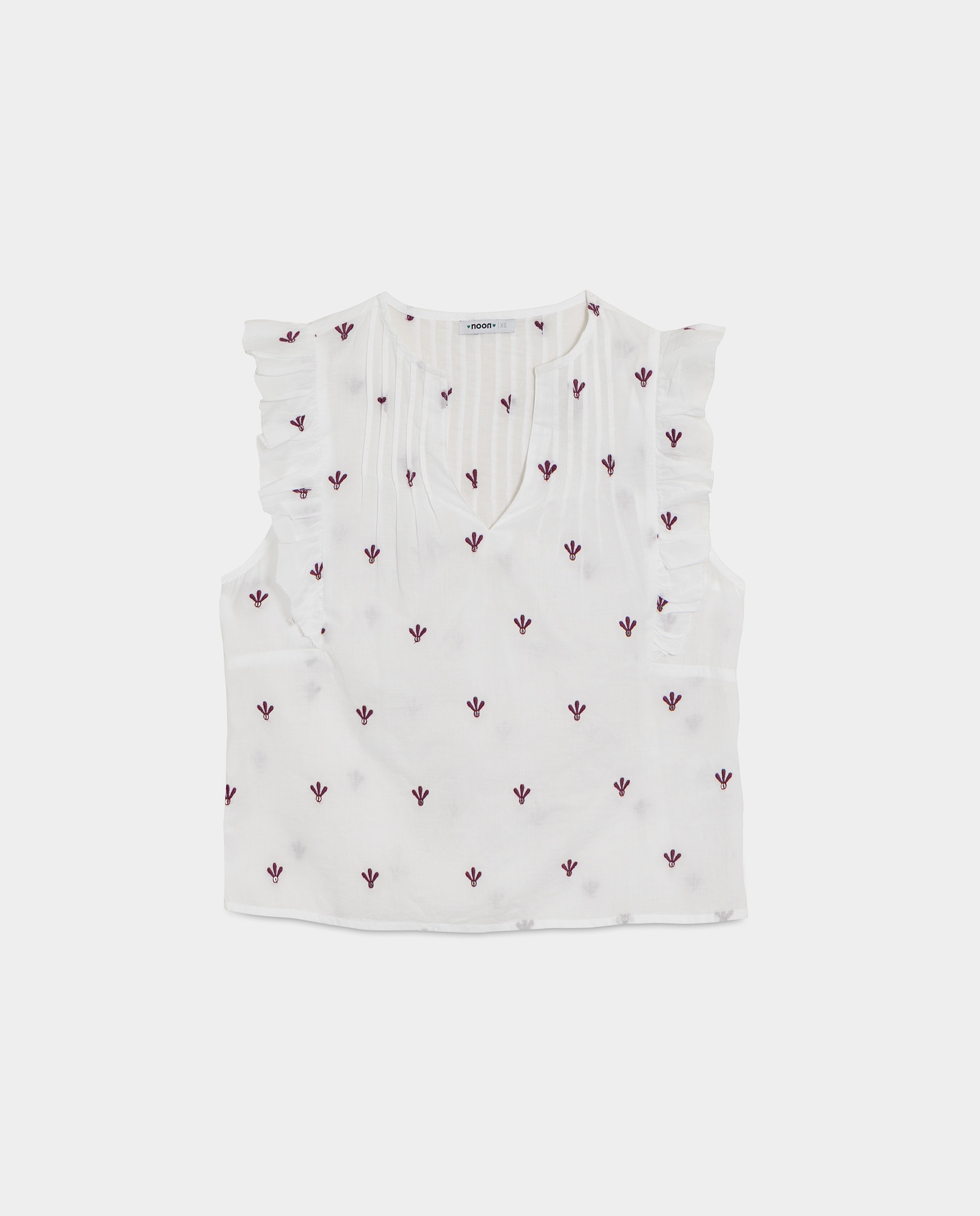Blusa com Decote em V e Abalorios Branco-5