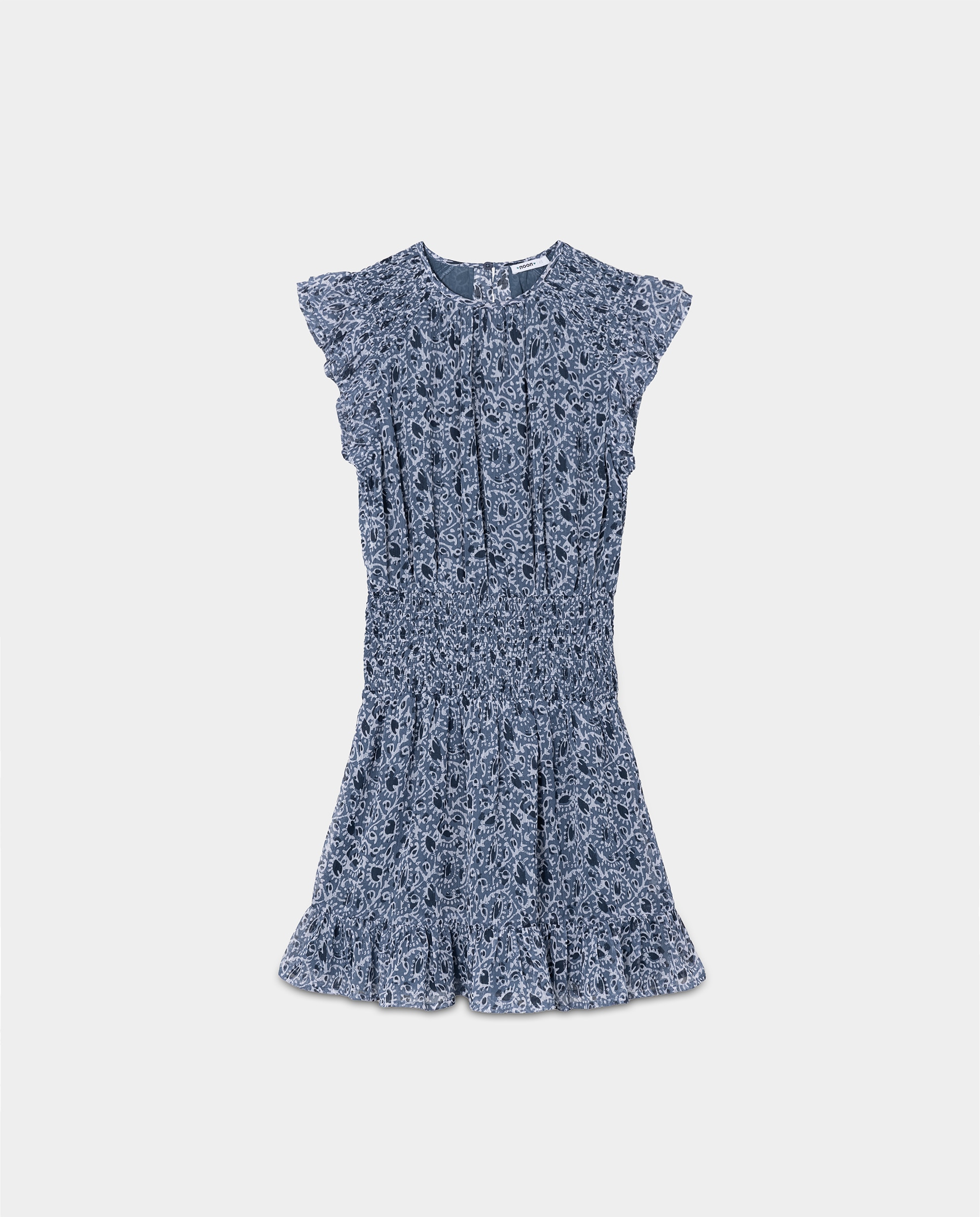 Vestido Curto com Estampado Azul-5