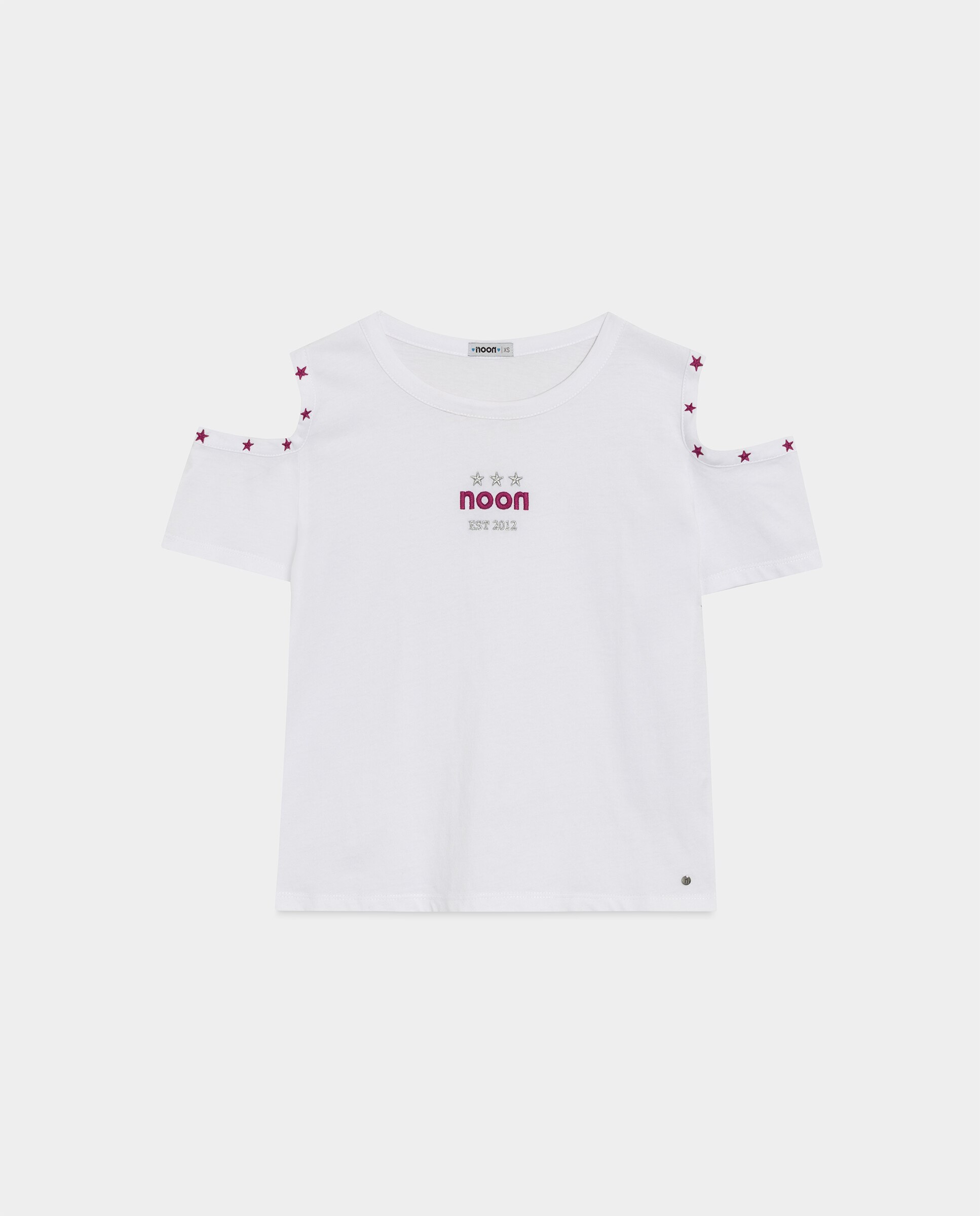 T-shirt de Manga Curta Cut Out Branco-4