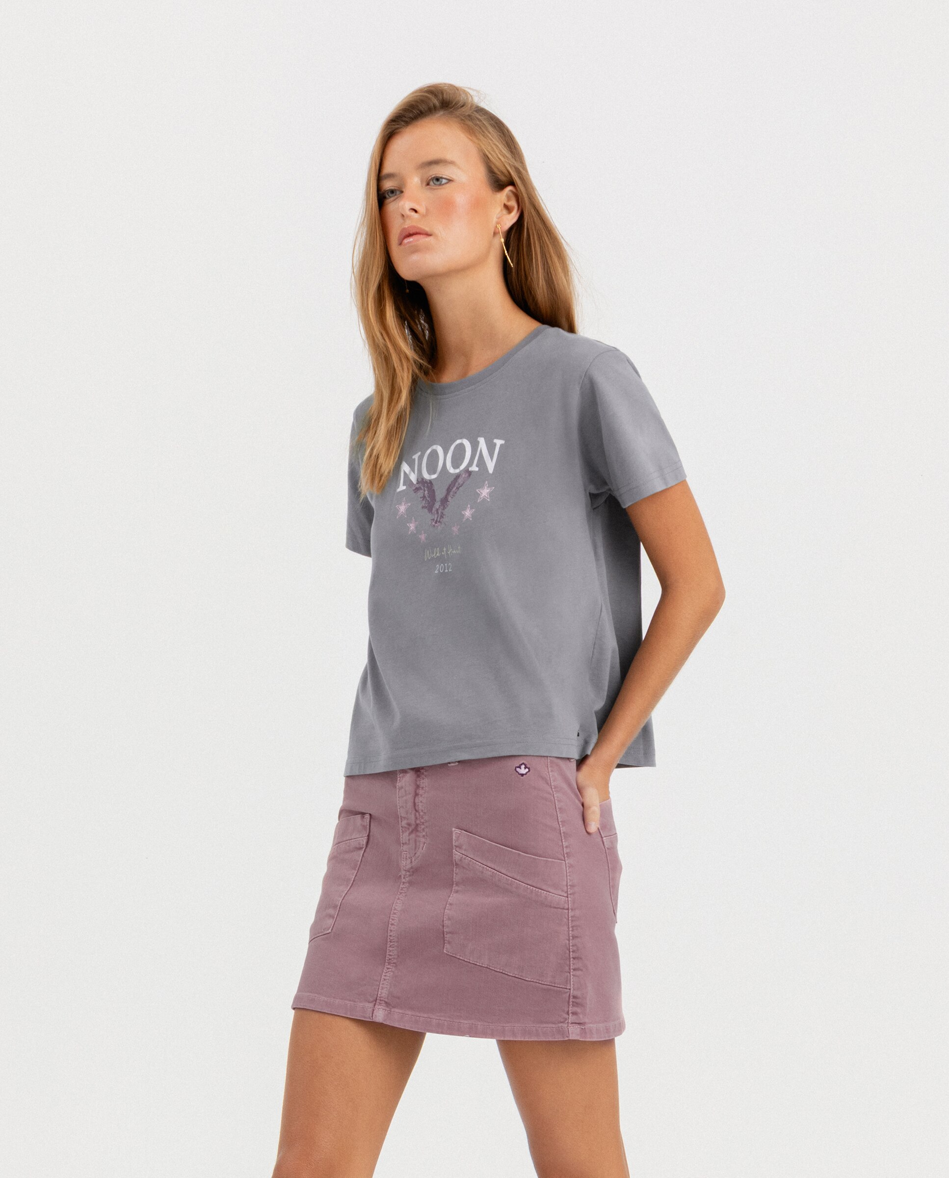 T-shirt com Logo Cinzento-2