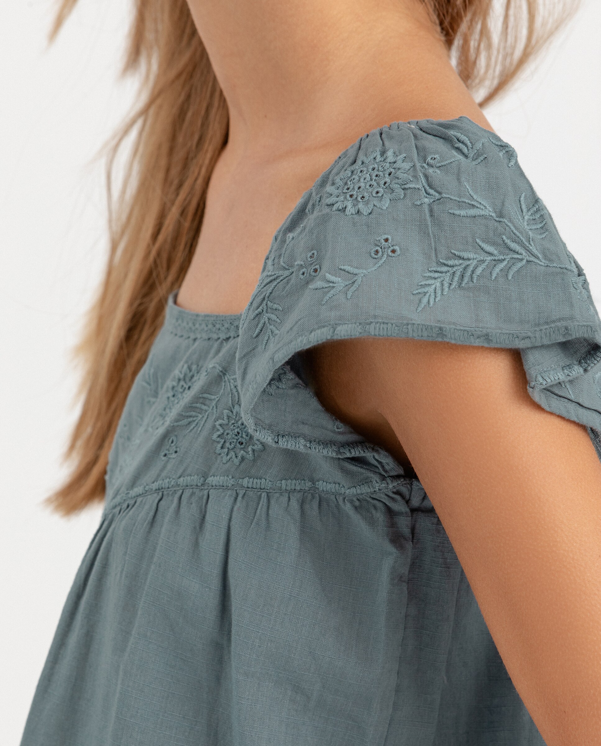Blusa de Alça Larga Fluida Azul-acinzentado-4