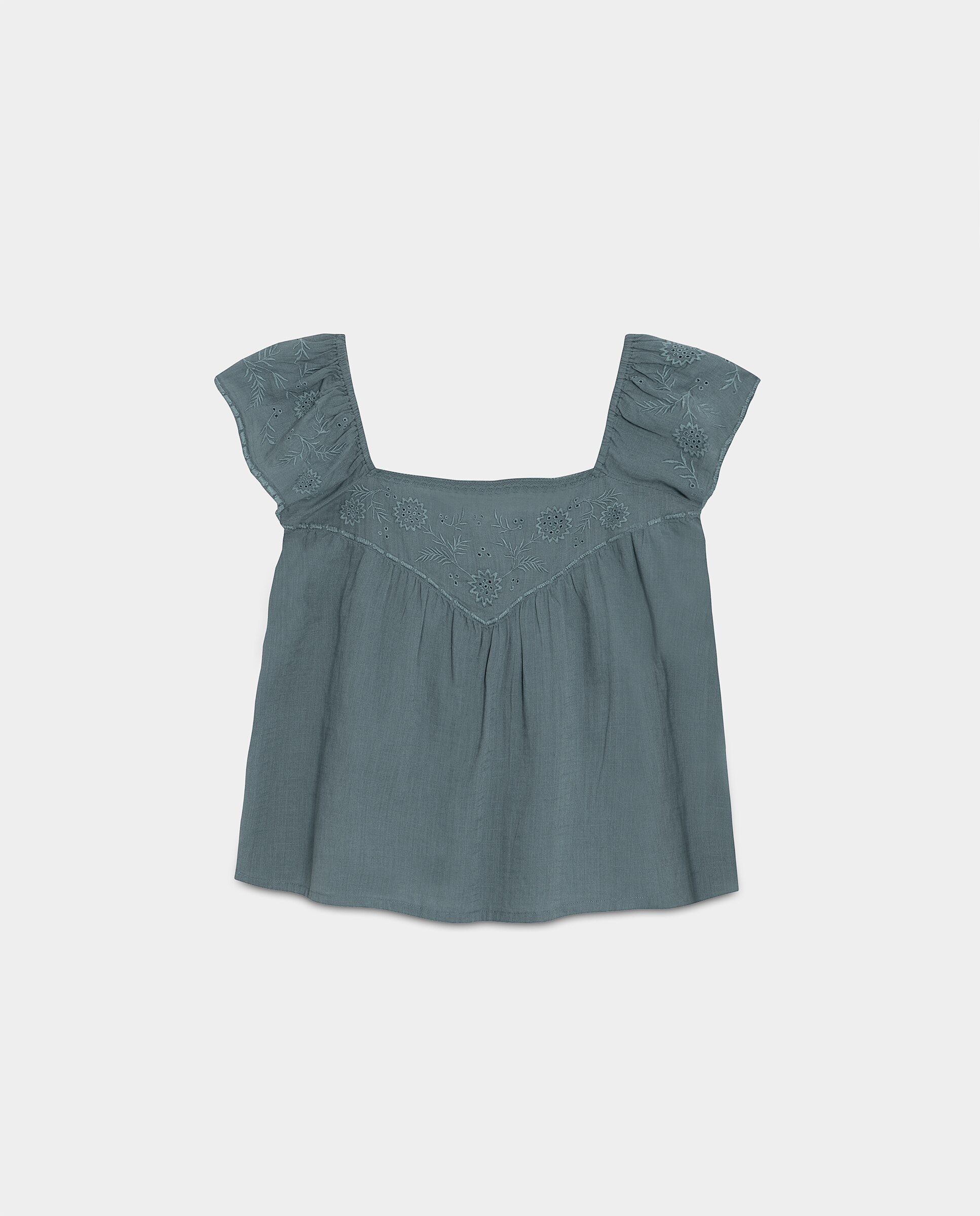 Blusa de Alça Larga Fluida Azul-acinzentado-5