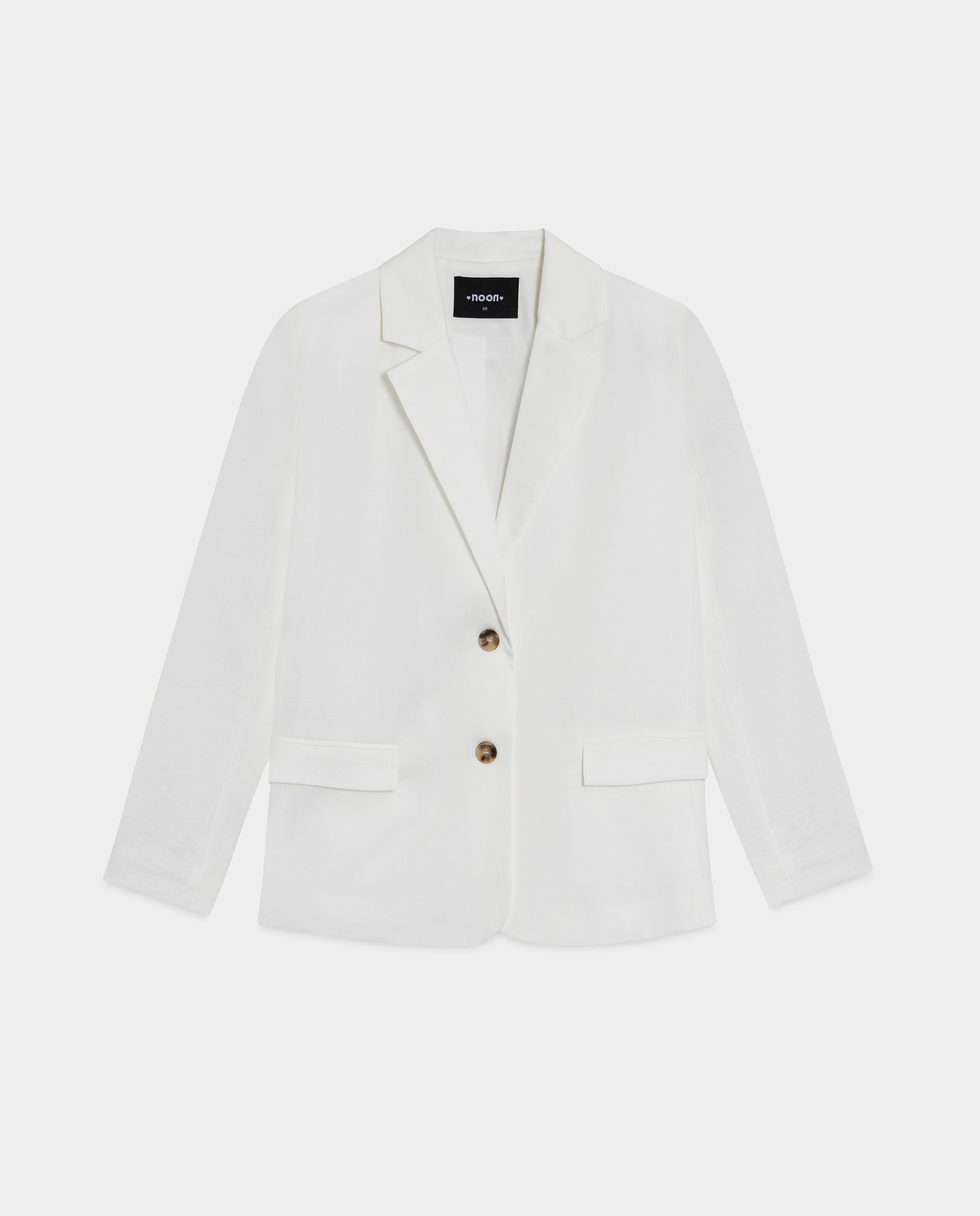 Blazer com Corte a Direito e Gola com Lapela e Manga Comprida Branco-5