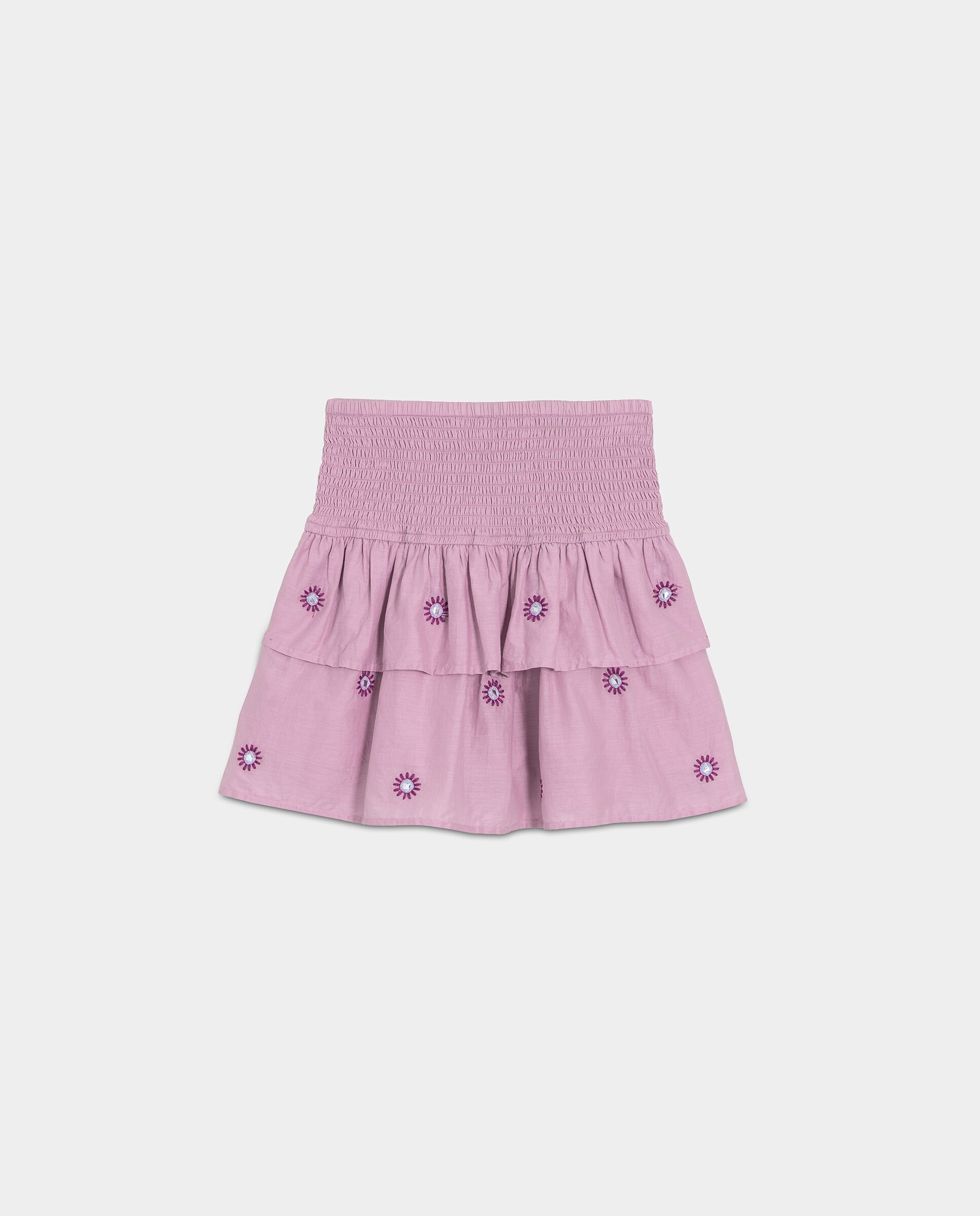 Saia Mini com Bordado de Abalorios Lilás-5