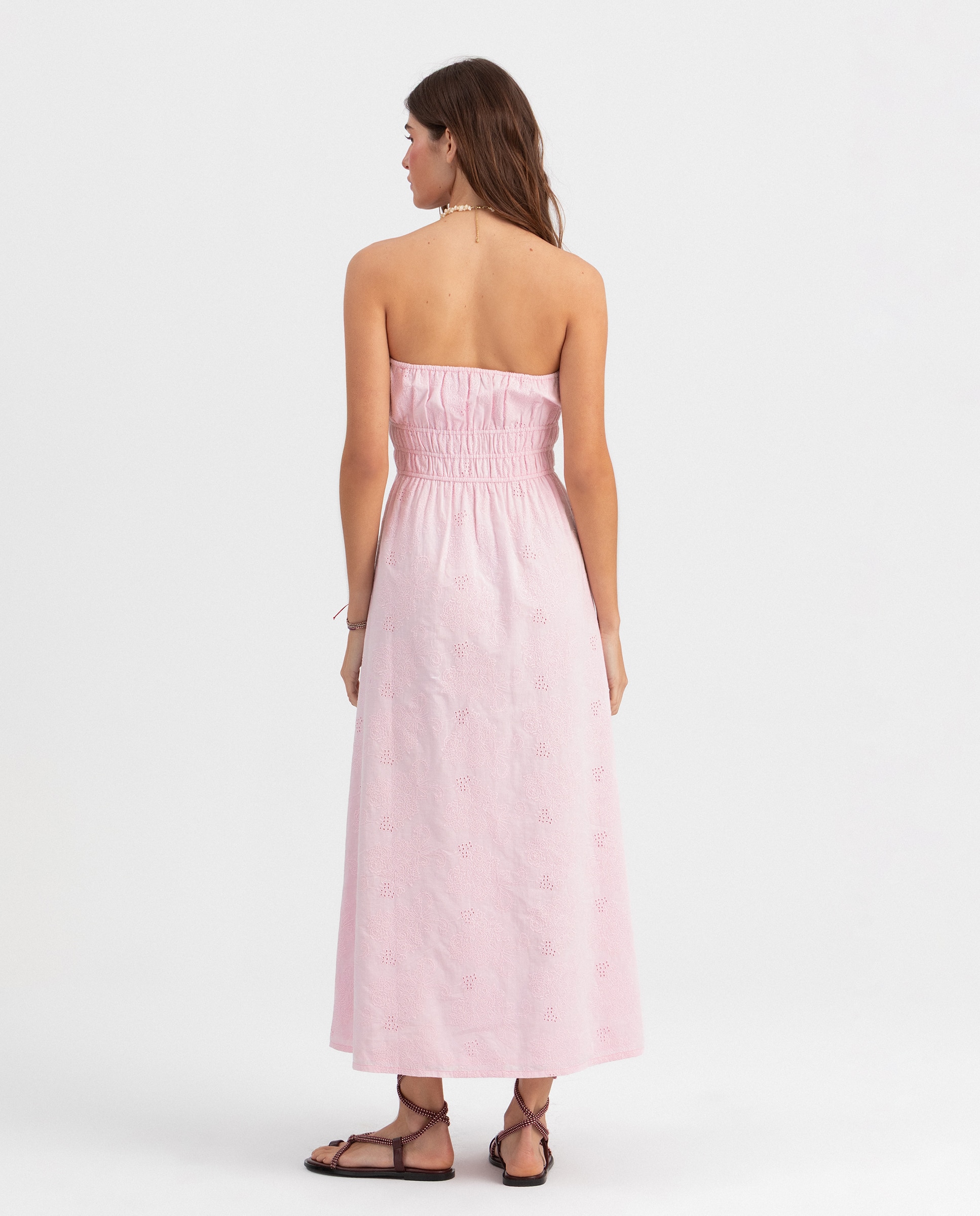 Vestido Midi sem Mangas Rosa-claro-4