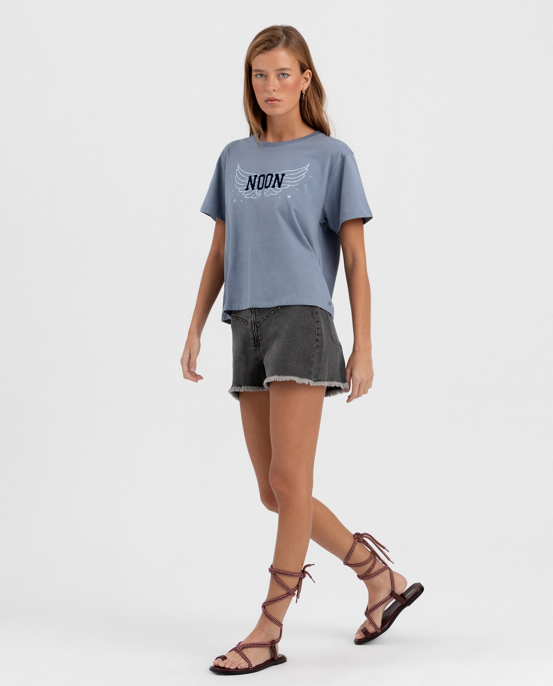 T-shirt Básica com Logo Azul-3