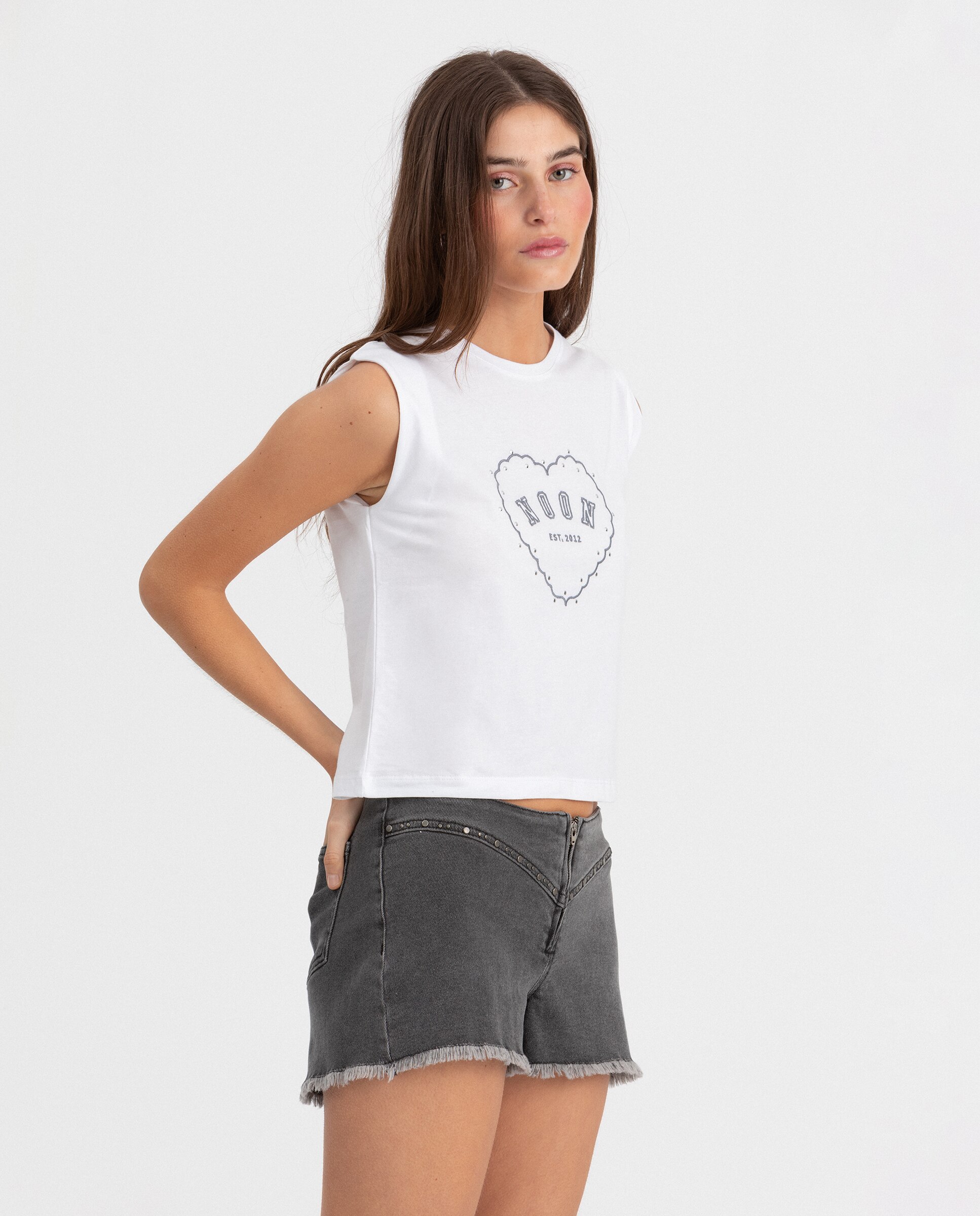 T-shirt de Alças com Logo Branco-3