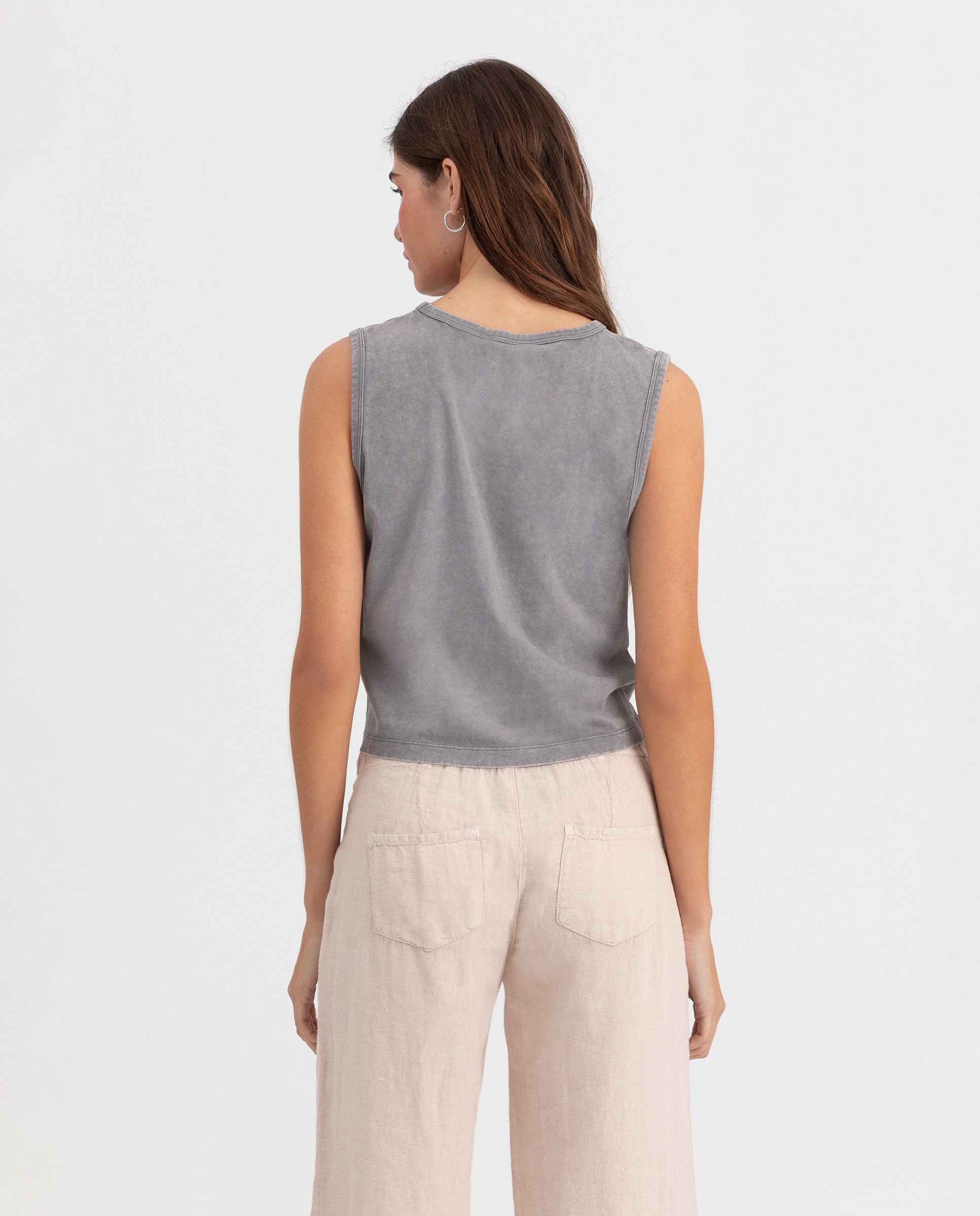 T-shirt de Alças com Logo Cinzento-claro-2