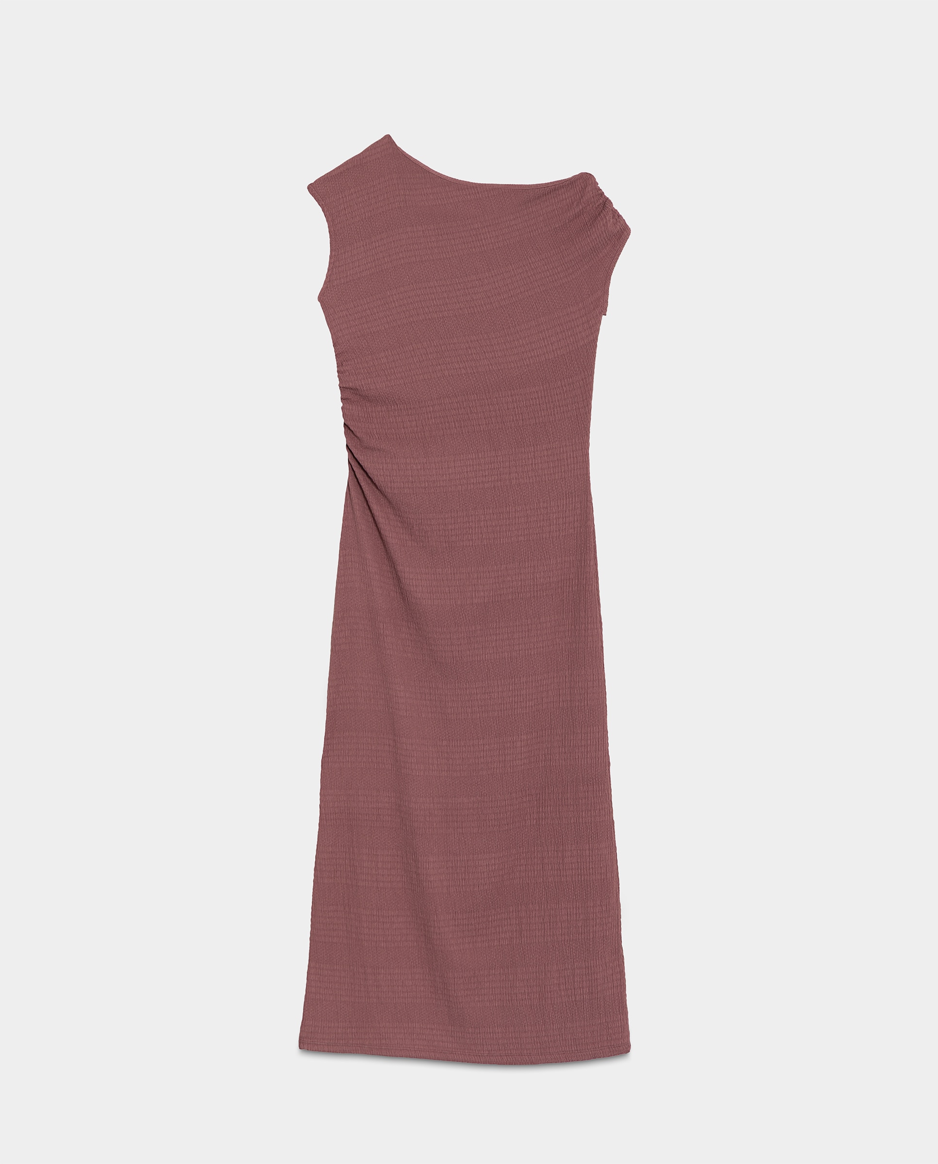 Vestido Midi Assimétrico com Textura Rosa-5