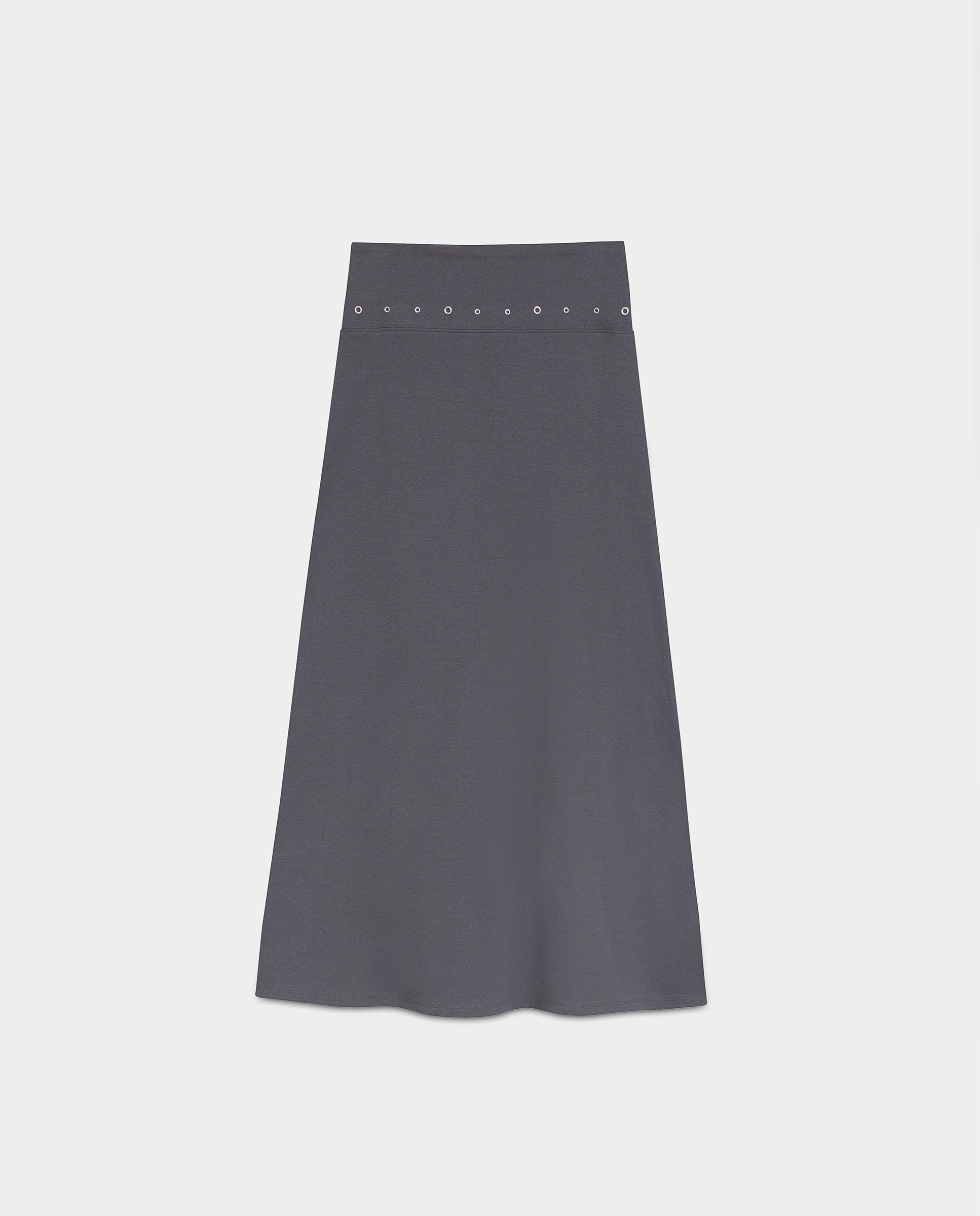 Saia Midi com Detalhe de Ilhós Antracite-5