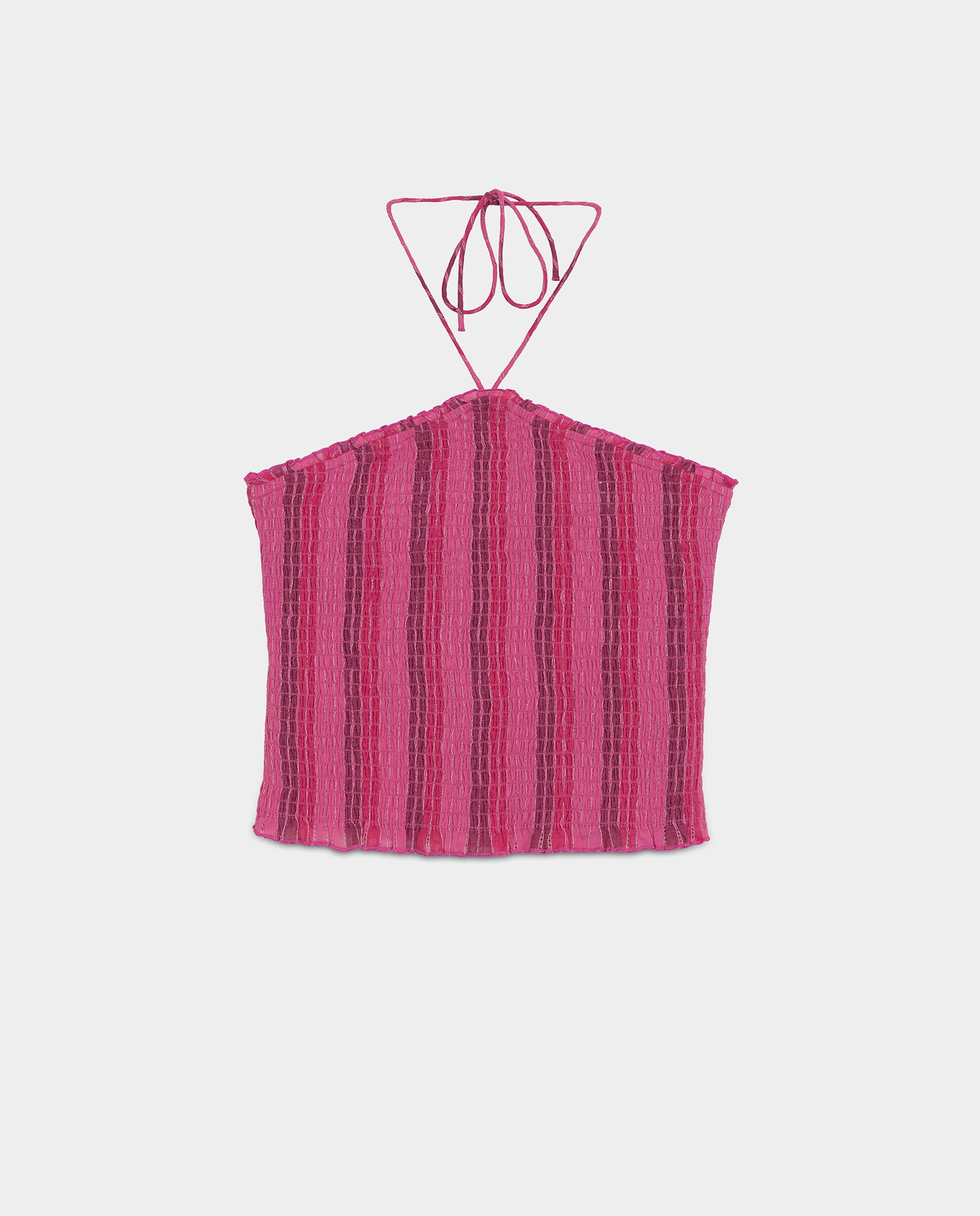 Top Franzido com Estampado Às Riscas Fúcsia-5
