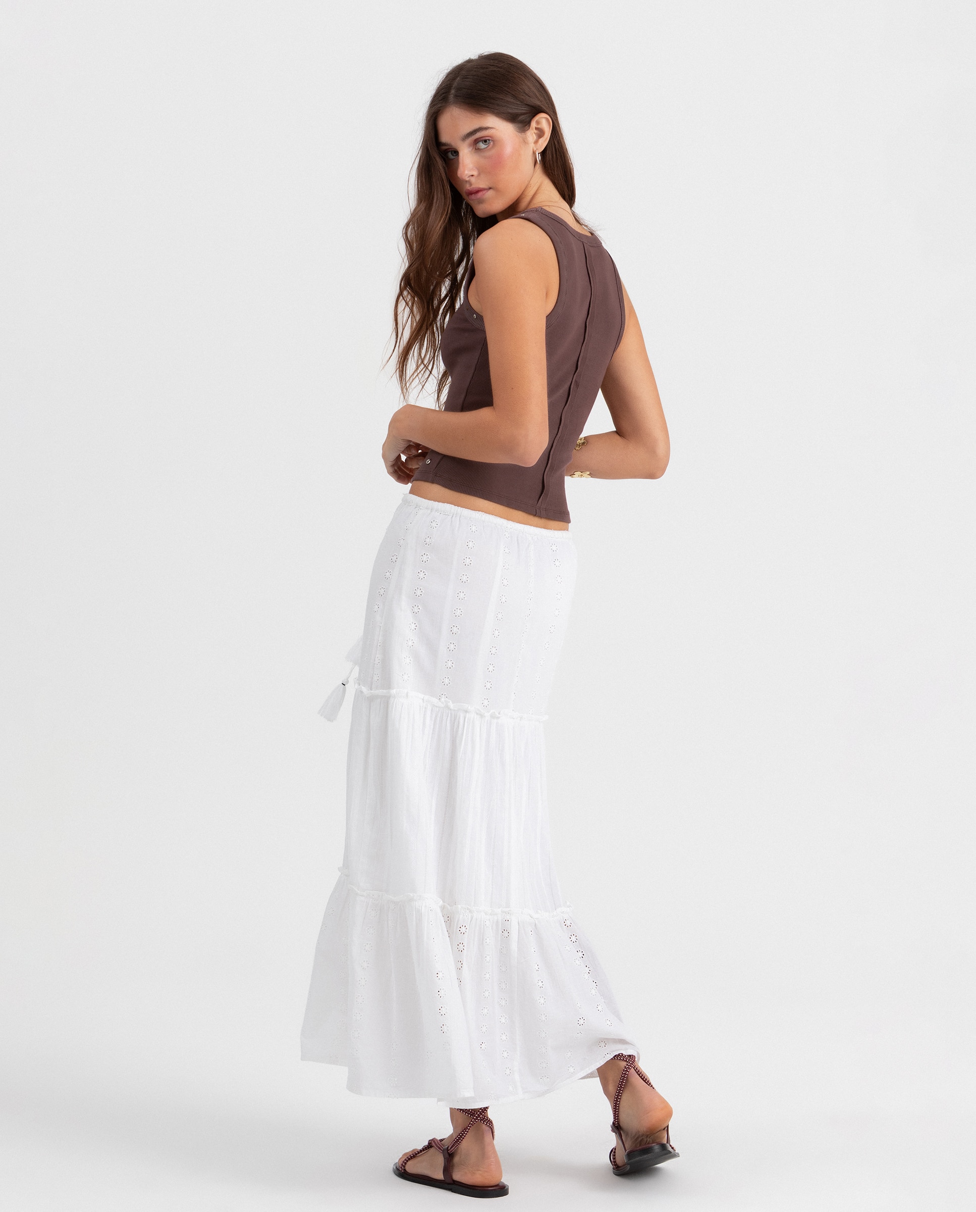 Saia Midi com Painéis Branco-2