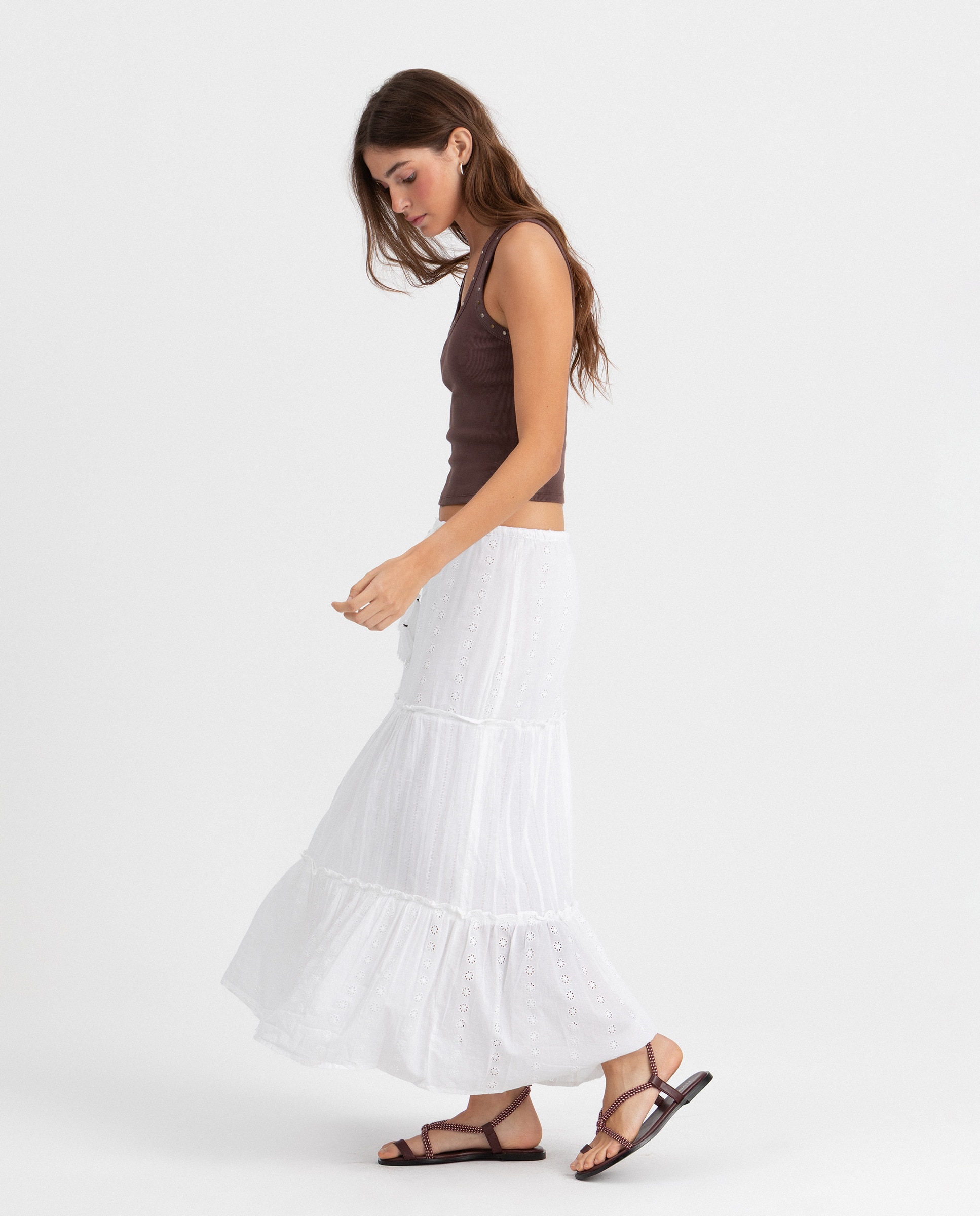 Saia Midi com Painéis Branco-3