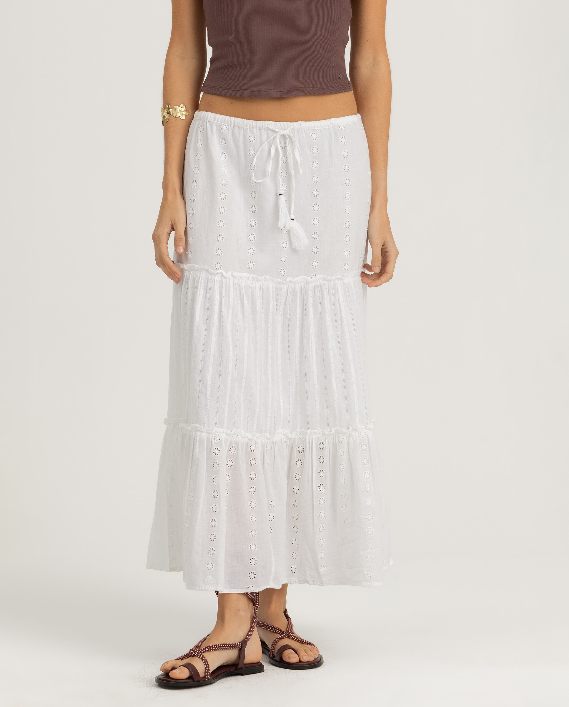 Saia Midi com Painéis Branco-4