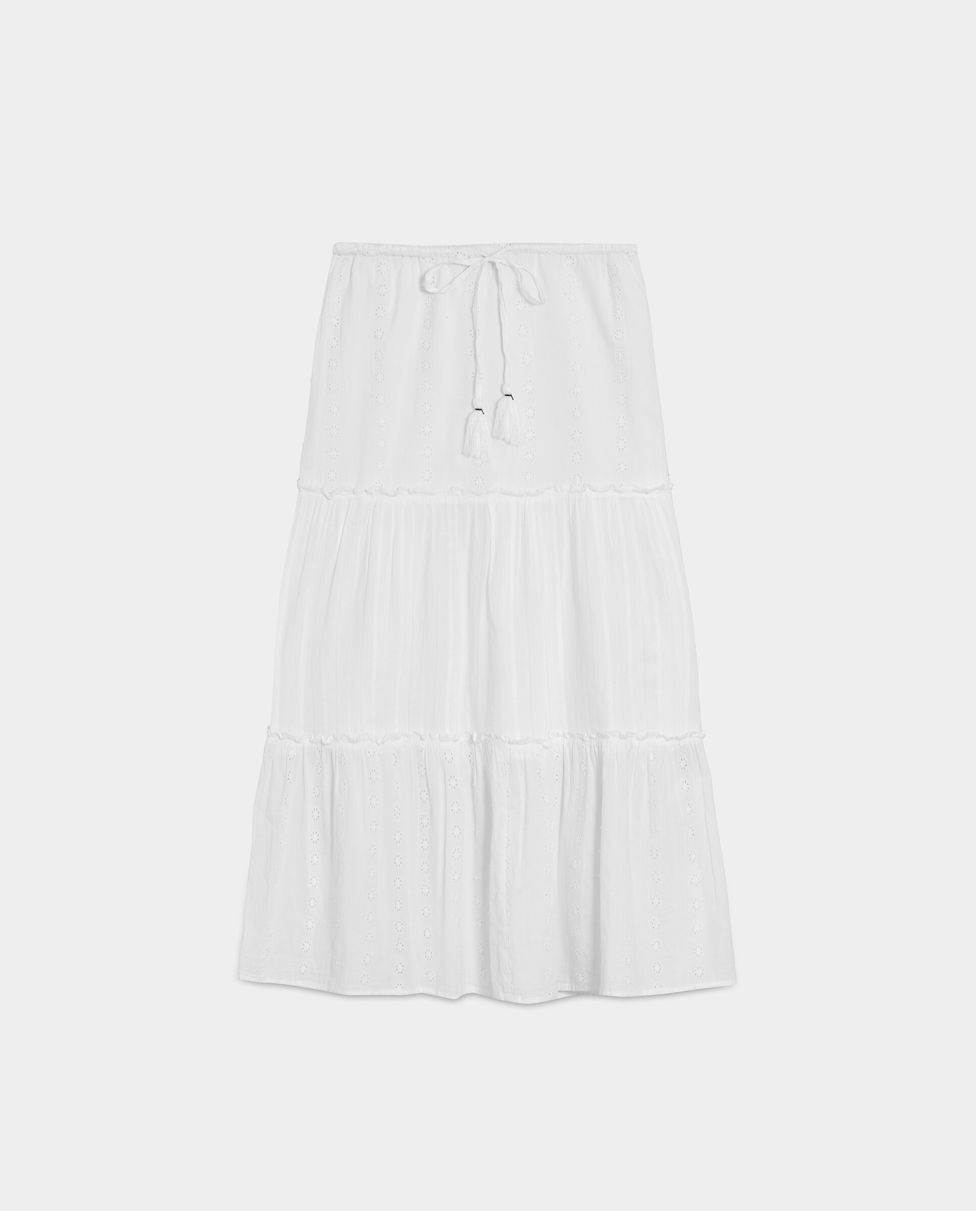Saia Midi com Painéis Branco-5