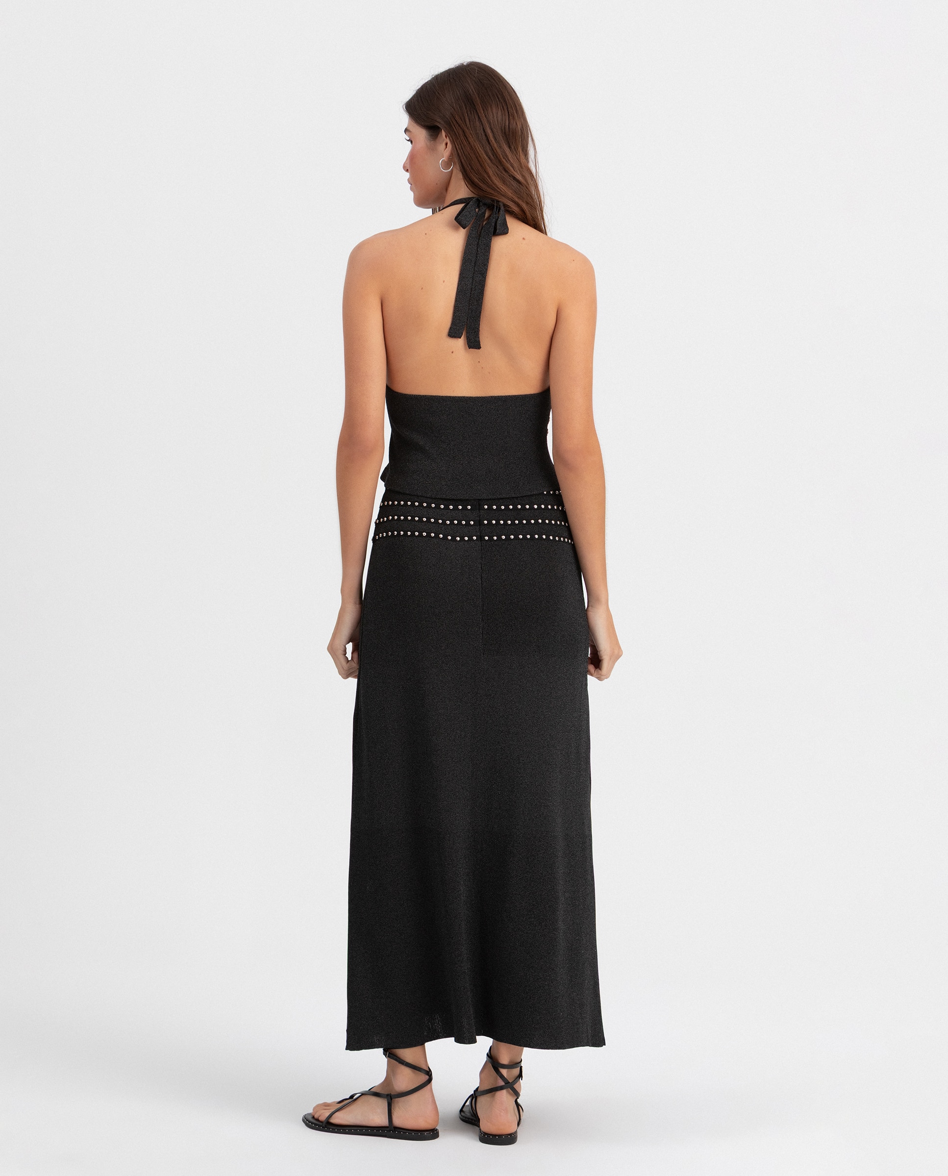 Saia Midi com Tachas Preto-2