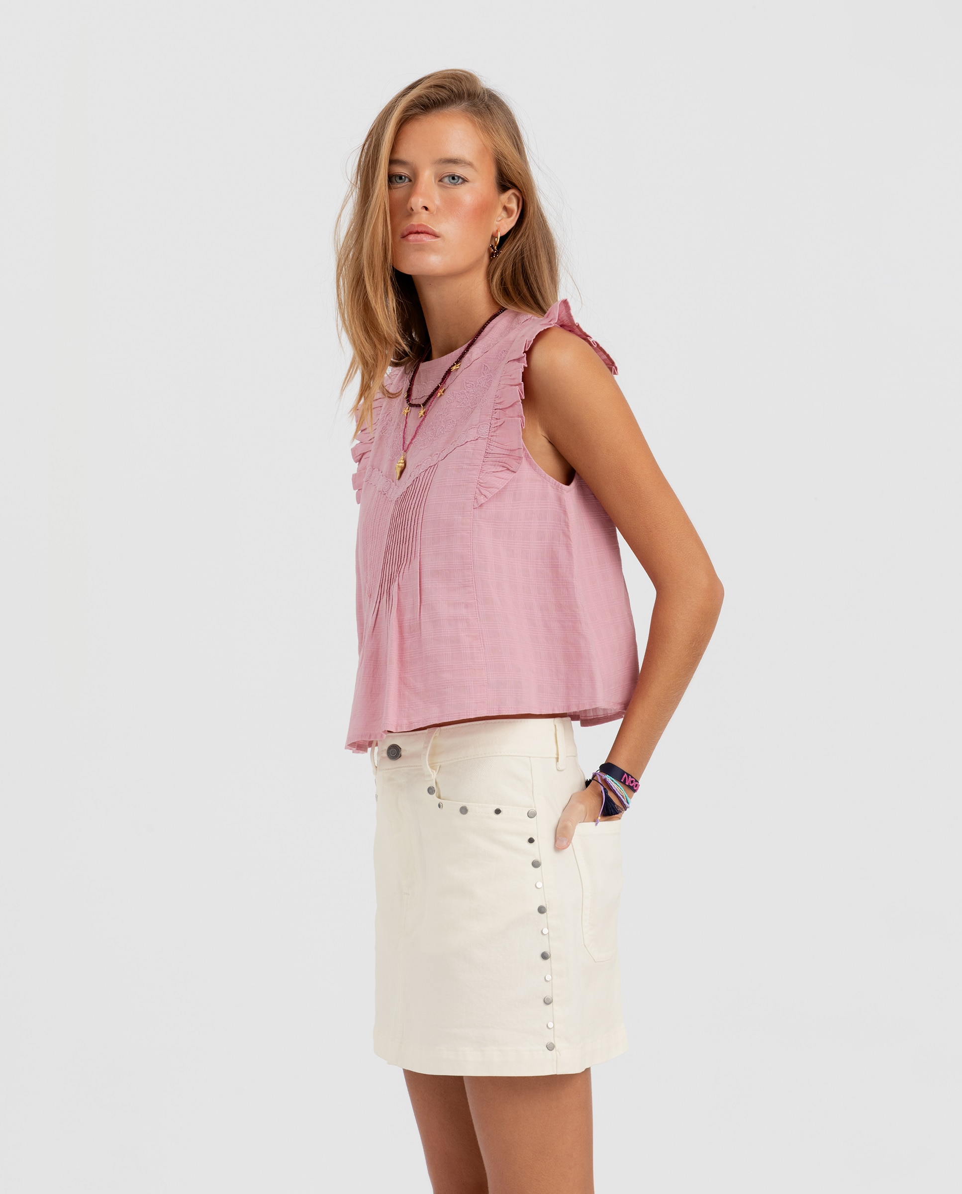 Saia Mini com Tachas Cru-3