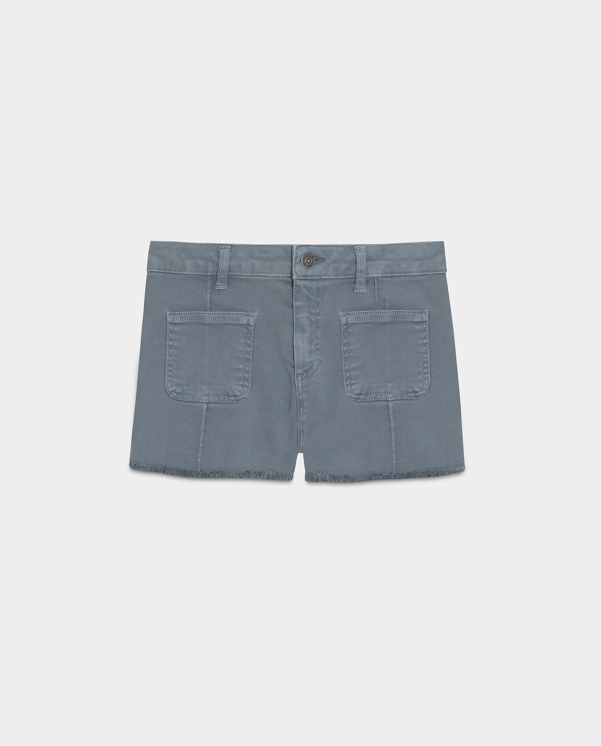 Shorts com Costura Desfiada Azul-4