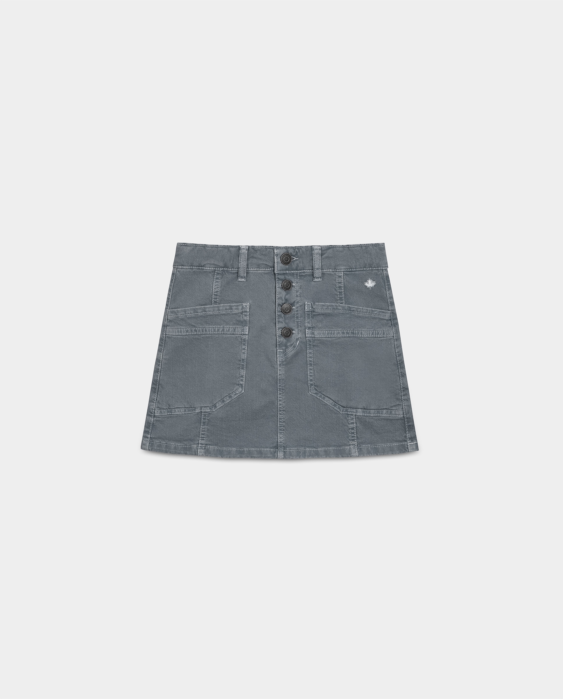 Saia Curta Jeans com Bolsos Azul denim-5
