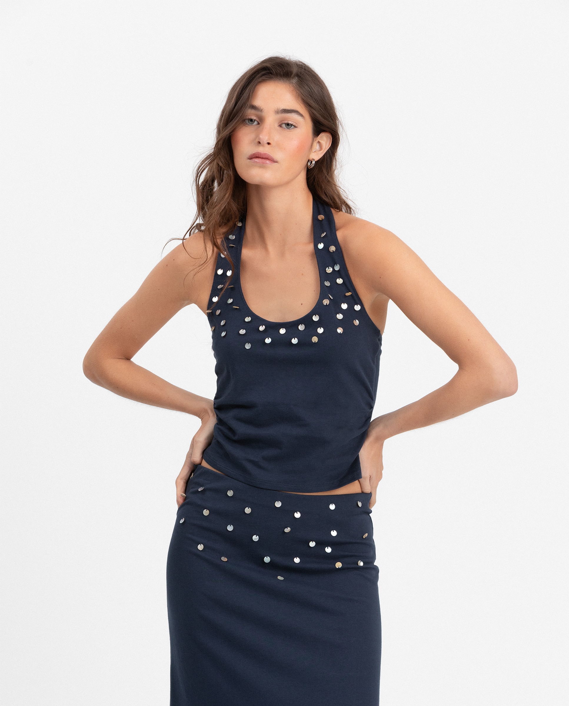 Imagem 0 de Top em Algodão com Detalhe de Botões em Madrepérola