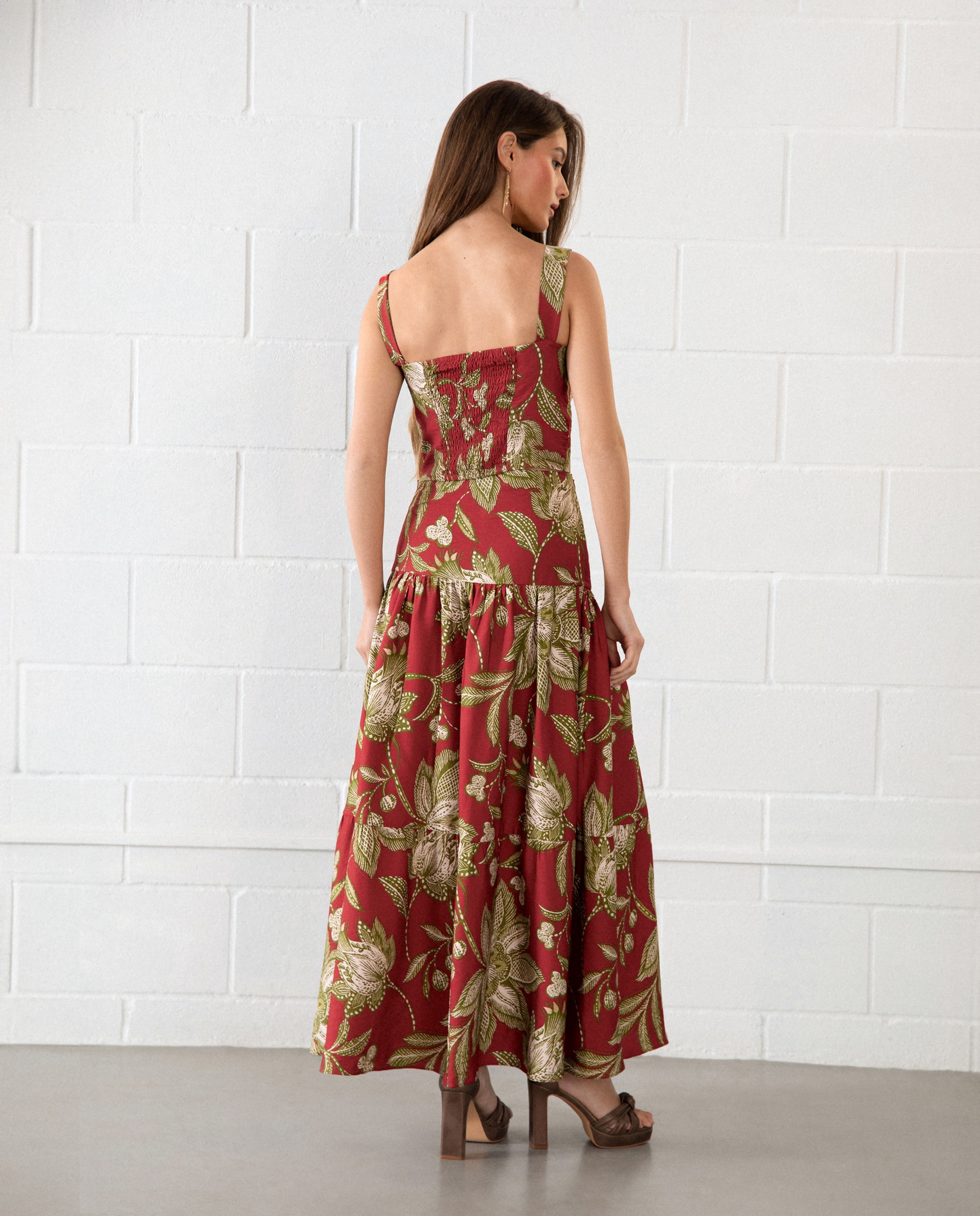 Saia Midi Franzida Vermelho-2