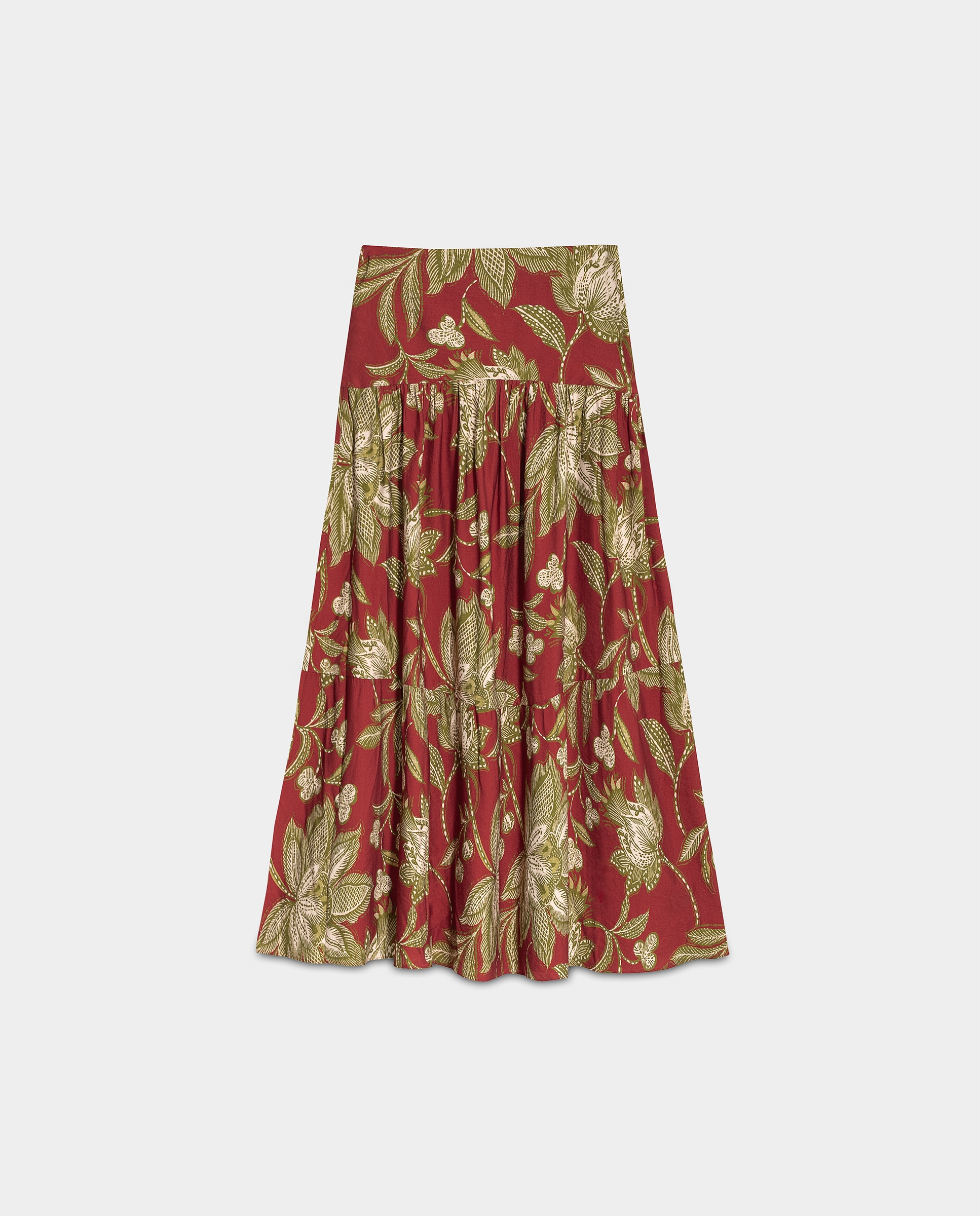 Saia Midi Franzida Vermelho-5