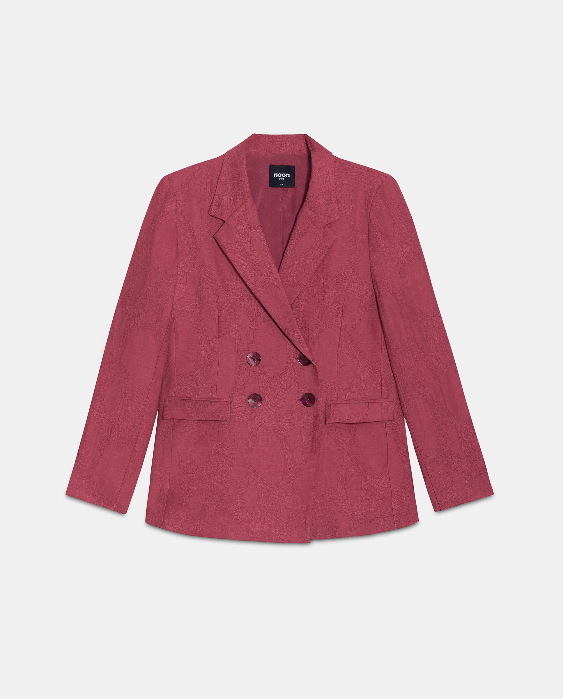 Blazer Cruzada com Lapela Rosa-5