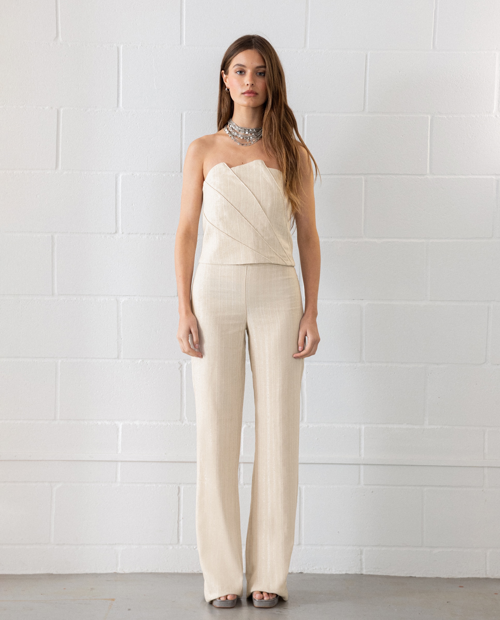 Imagem 0 de Calças À Boca de Sino com Riscas