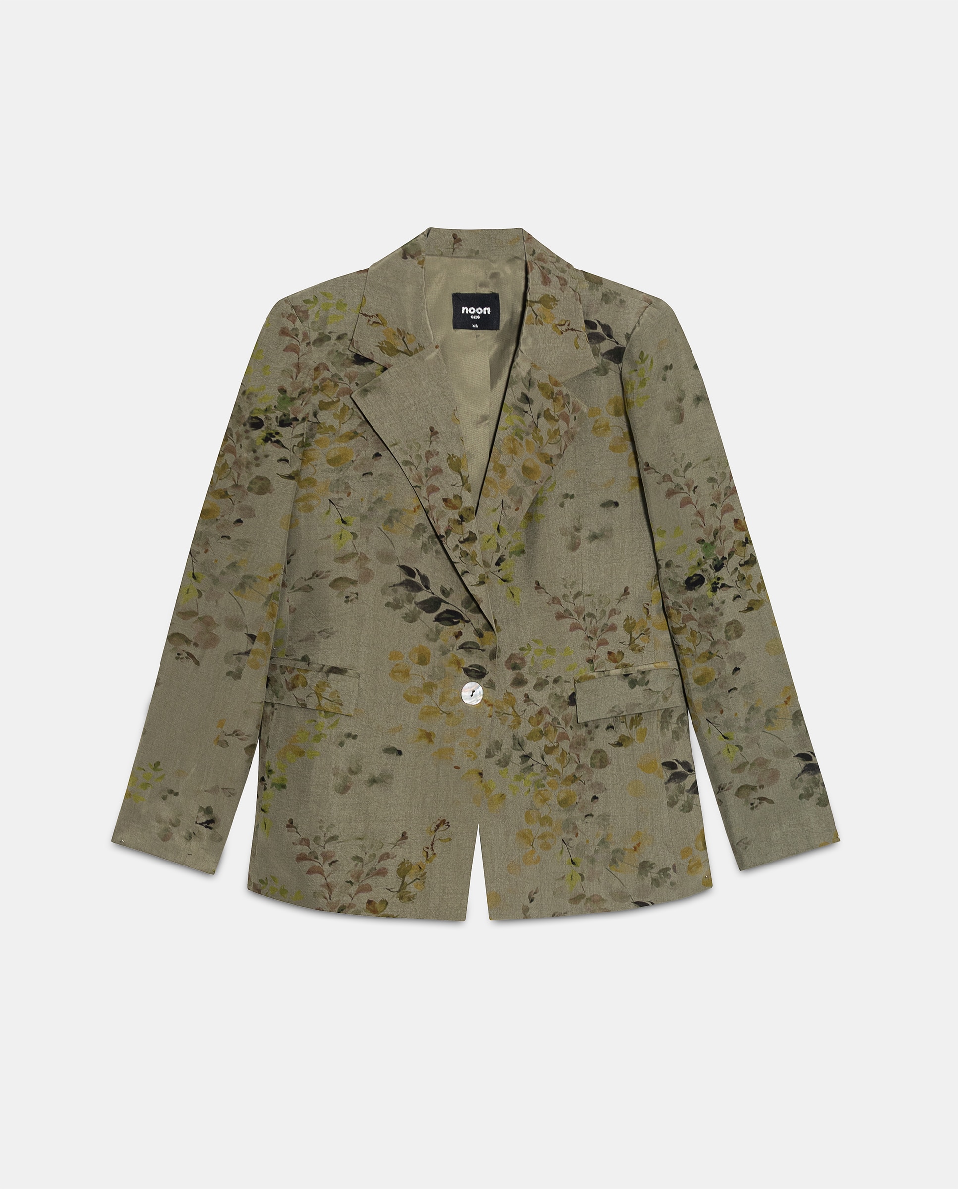 Blazer com Gola de Lapela e Estampado Verde-escuro-5