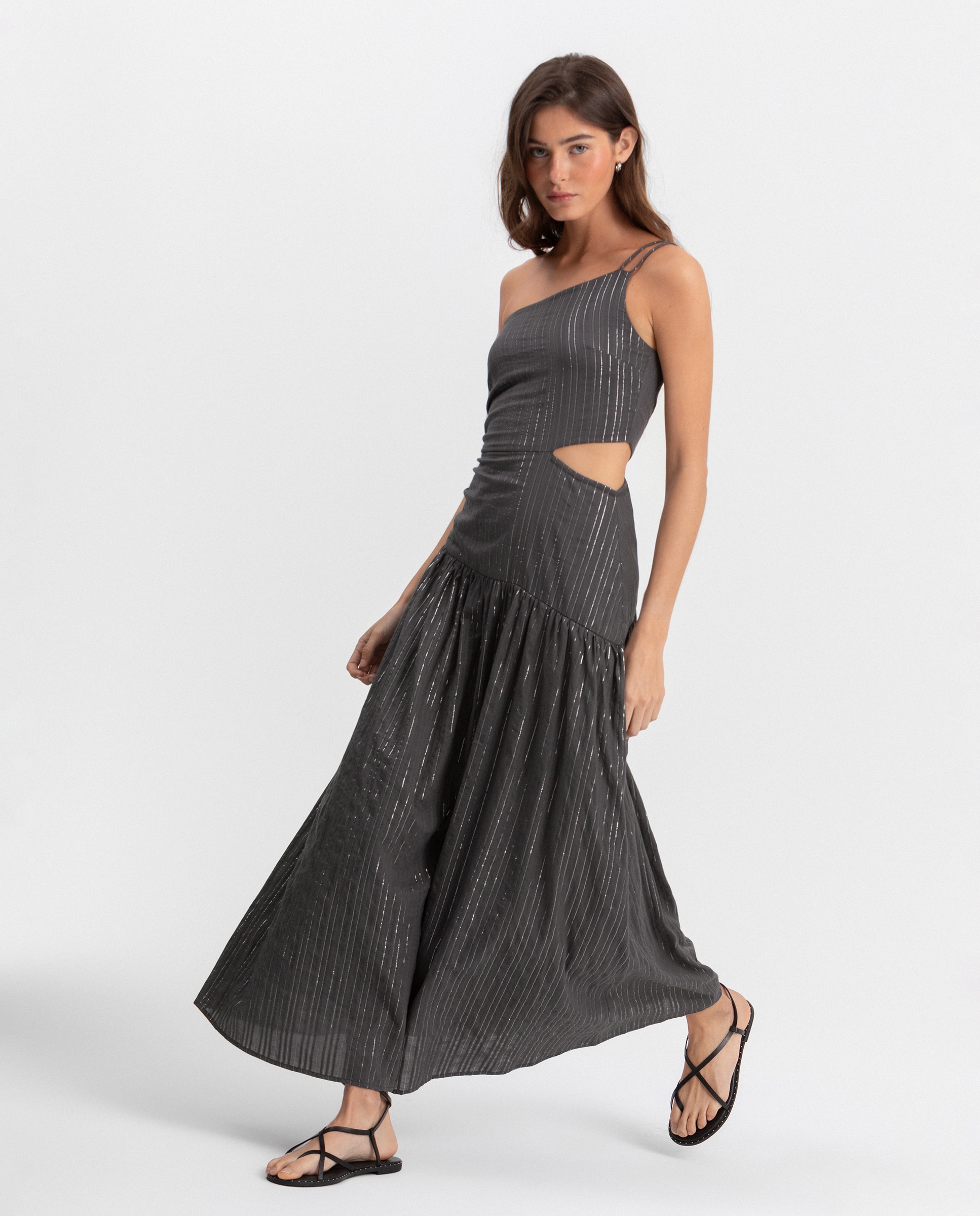 Imagem 0 de Vestido Midi sem Mangas com Abertura Lateral