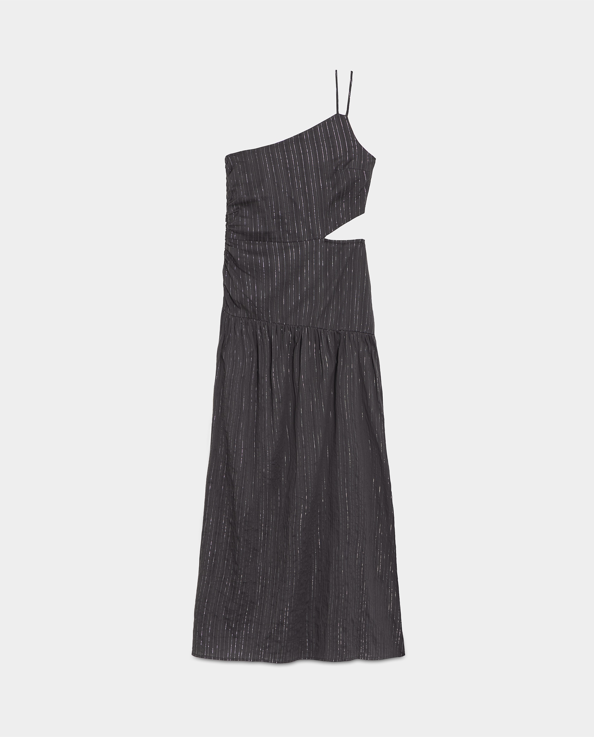 Vestido Midi sem Mangas com Abertura Lateral Antracite-5