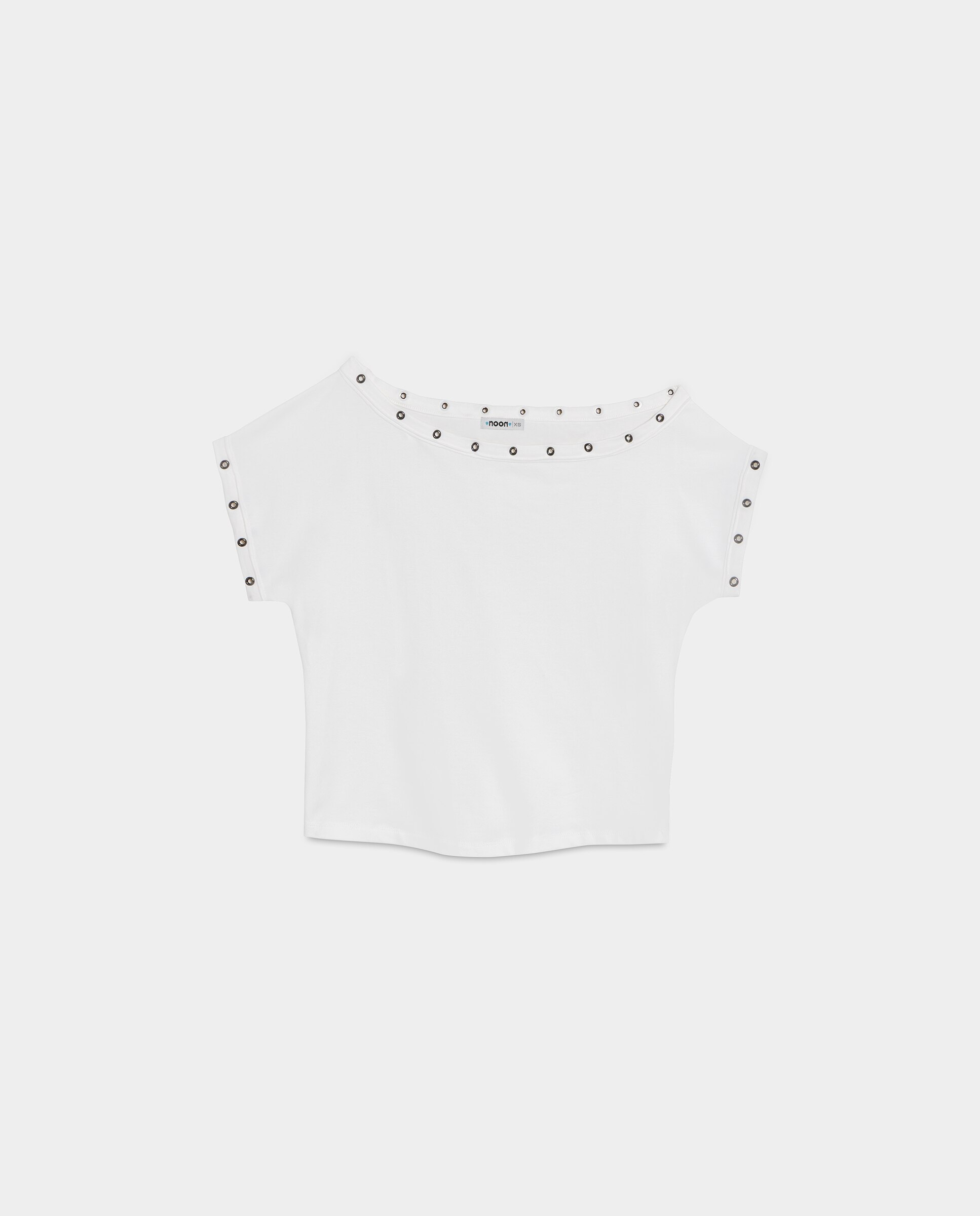 Top Assimétrico com Eyelets Branco-5