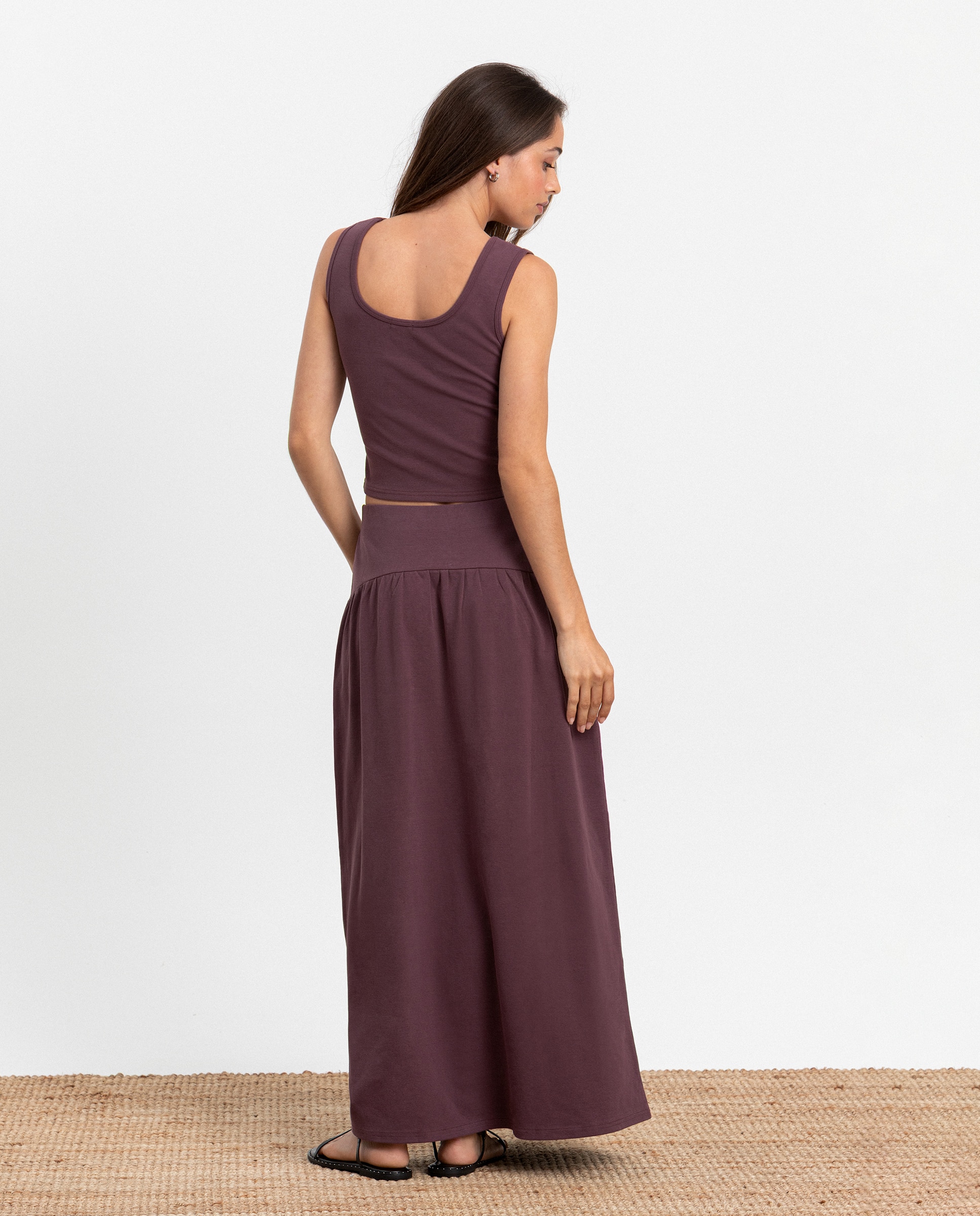Saia Midi Algodão com Tachas Bordeaux-2