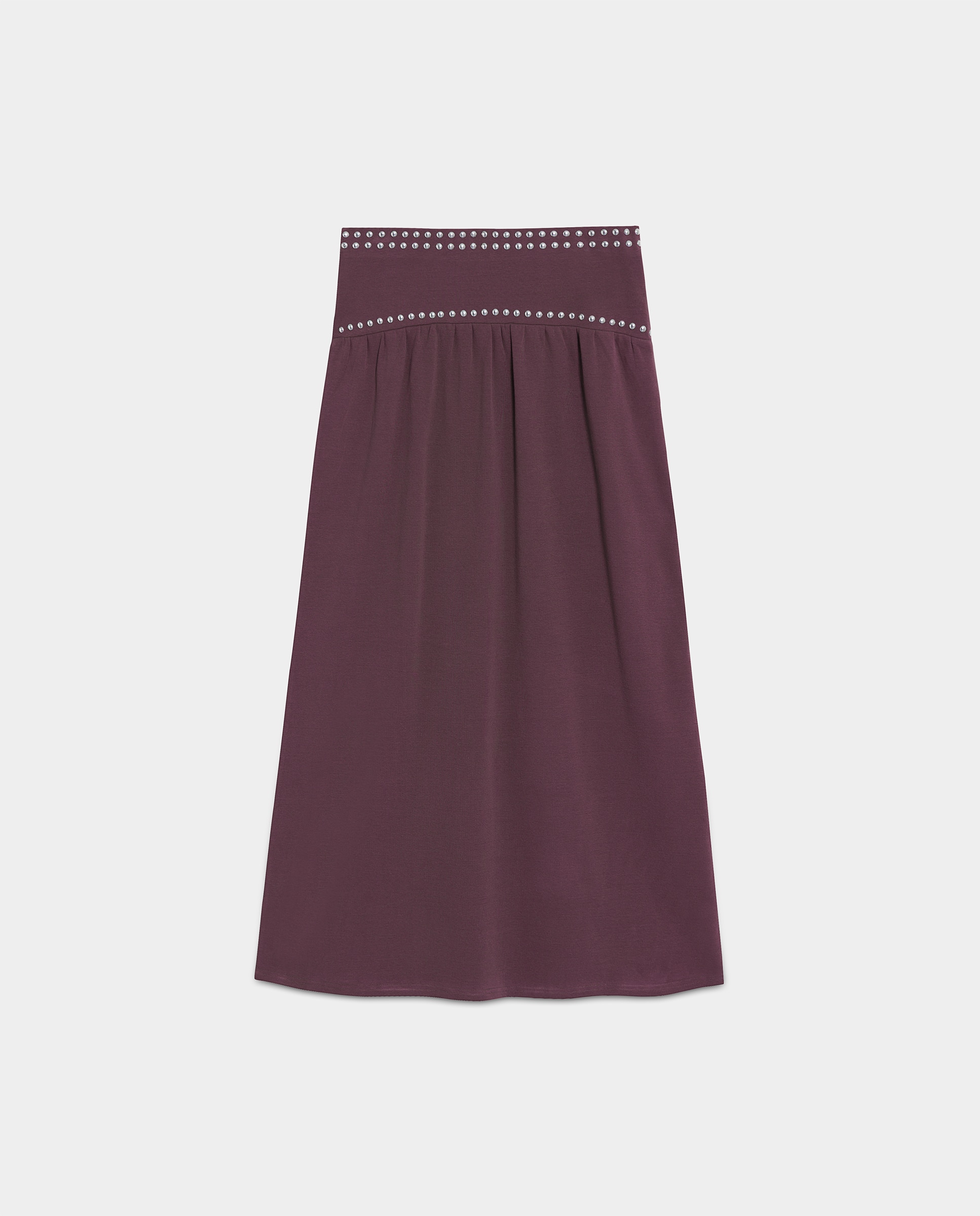 Saia Midi Algodão com Tachas Bordeaux-5