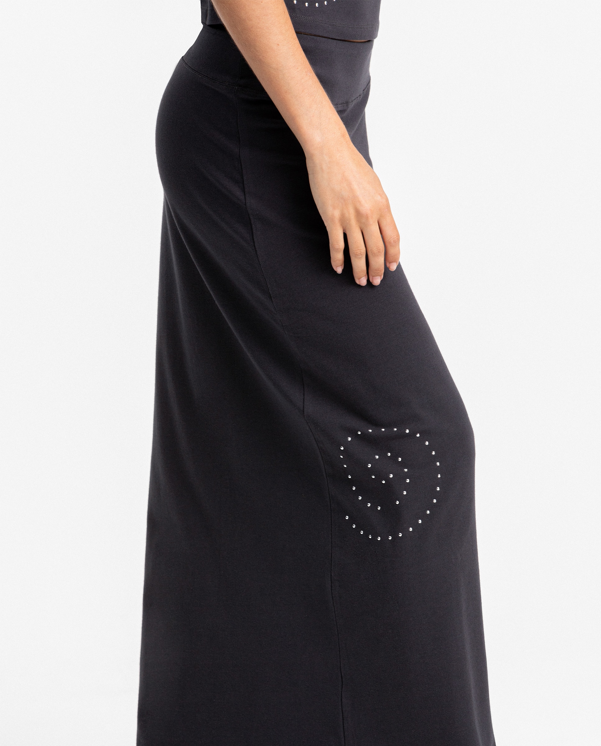 Saia Midi com Tachas Antracite / Cinzento-4