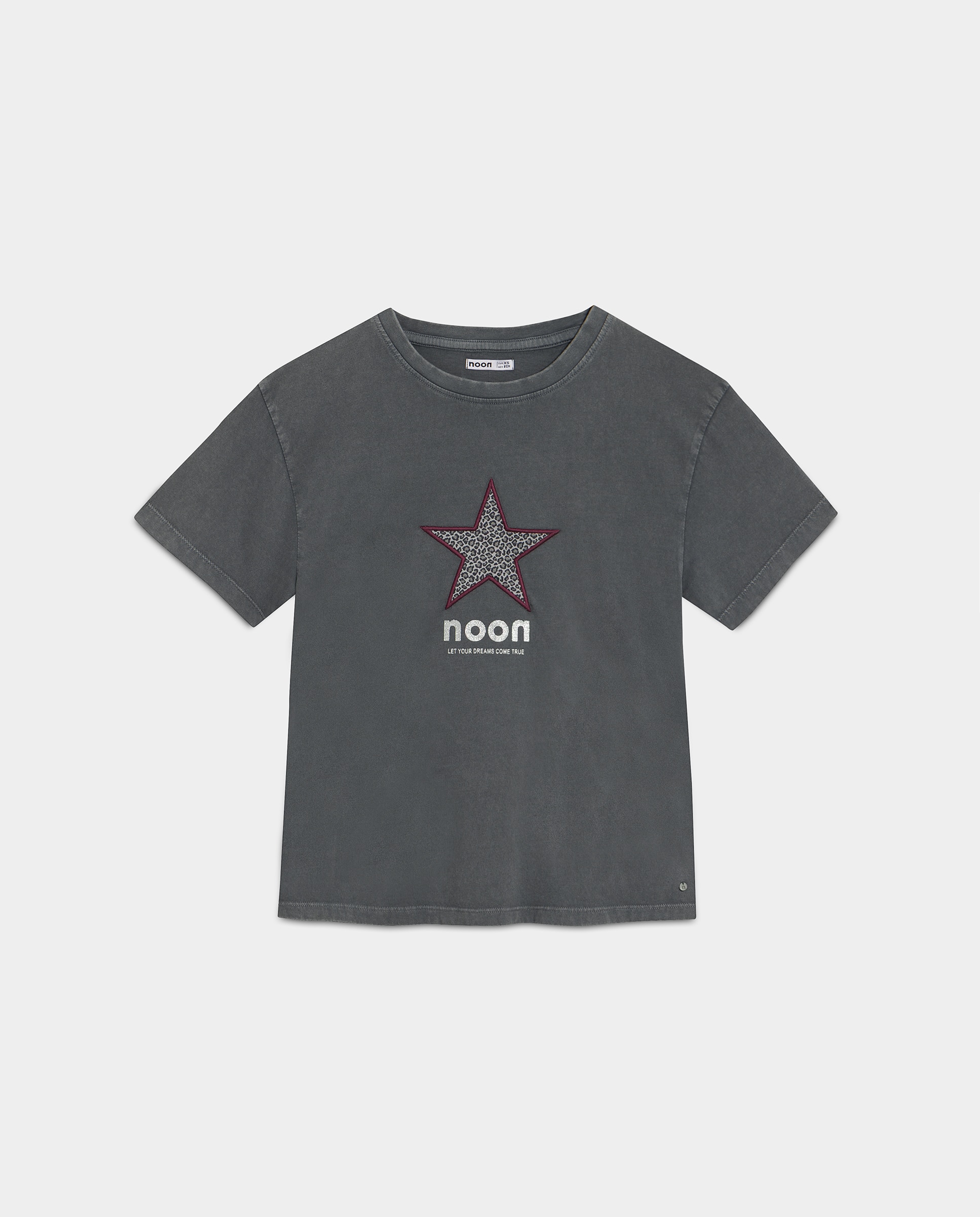 T-shirt de Manga Curta com Estrela Antracite / Cinzento-5