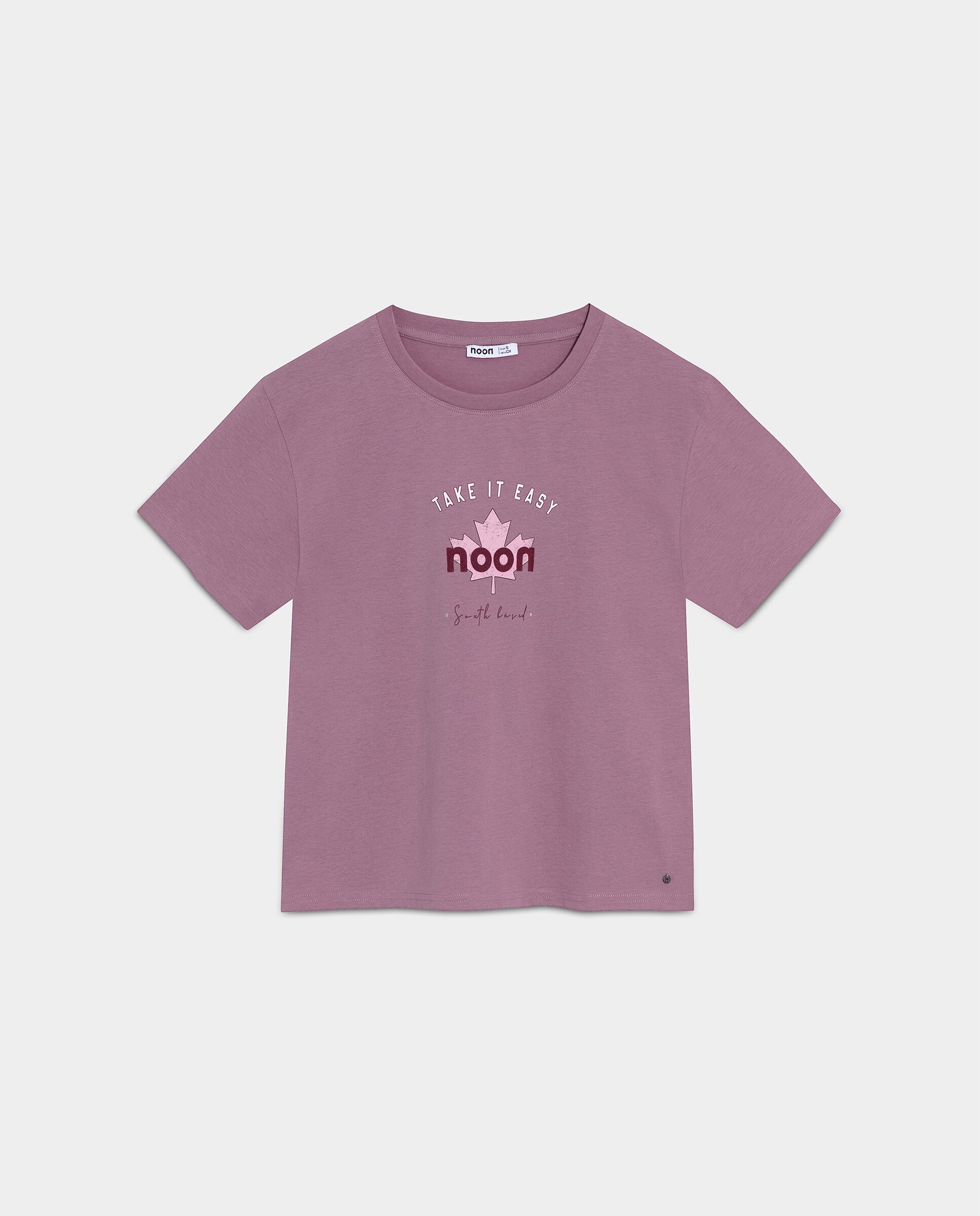 T-shirt de Manga Curta com Estampado Rosa-5